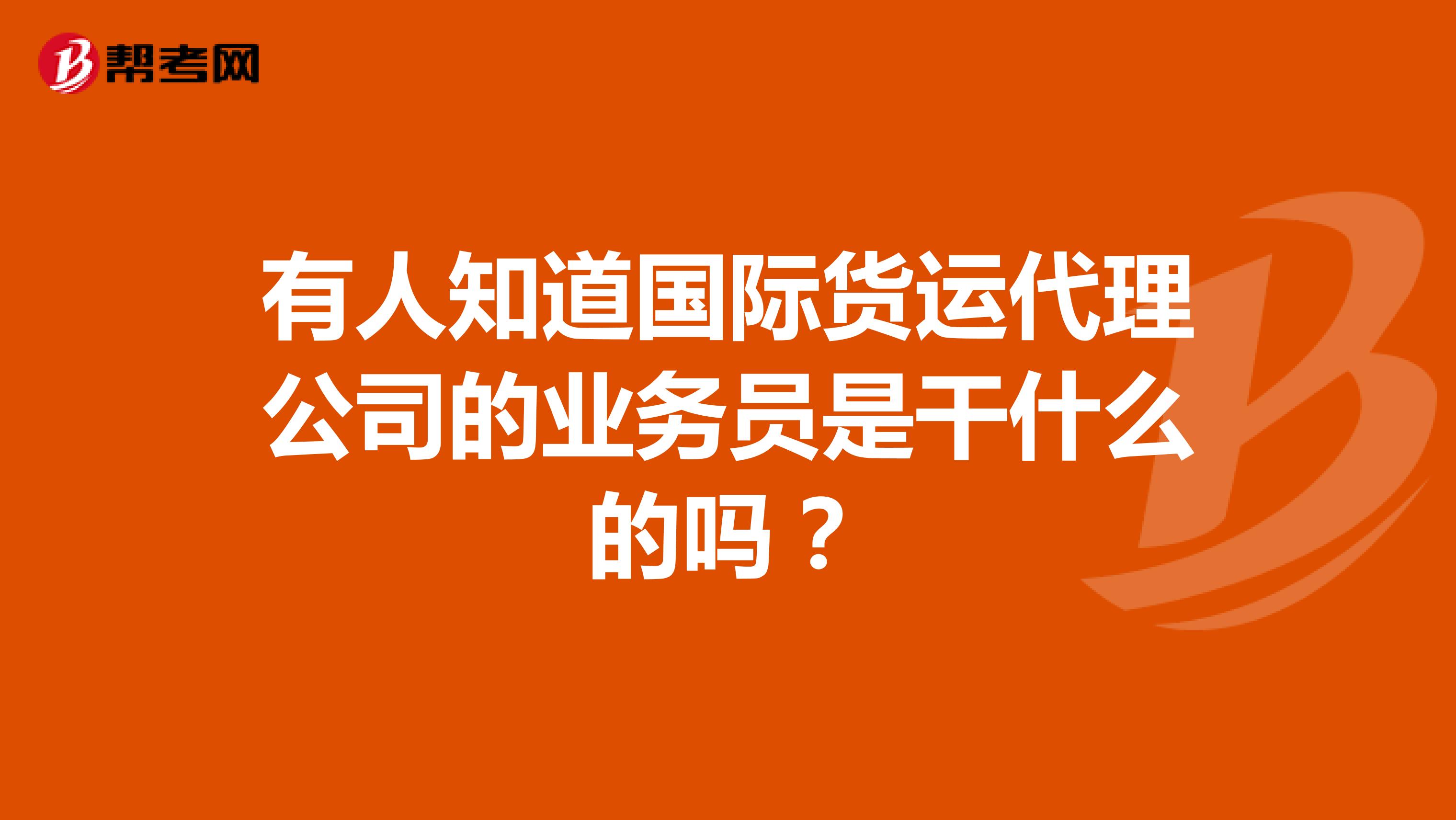 有人知道国际货运代理公司的业务员是干什么的吗？