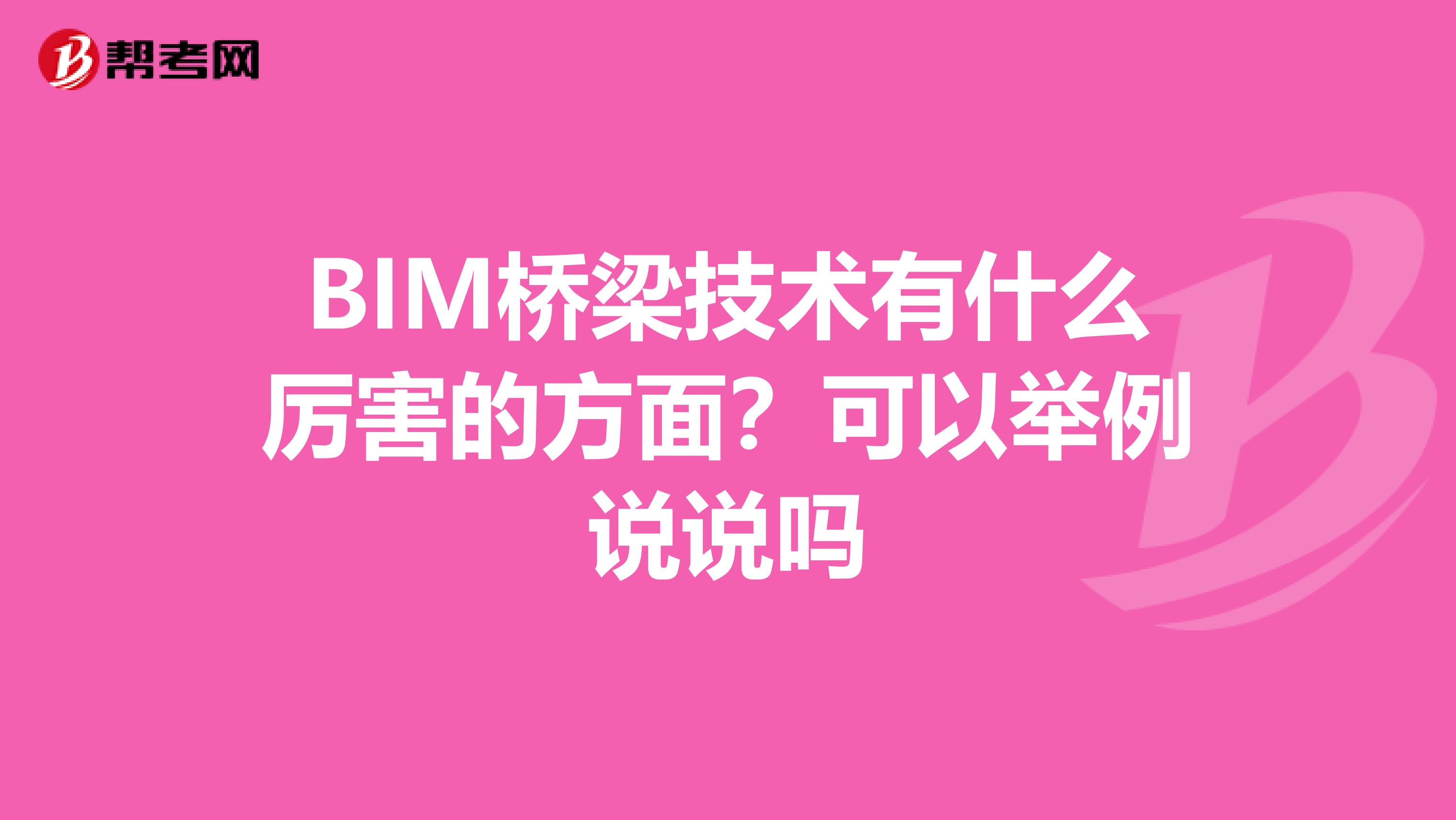 BIM桥梁技术有什么厉害的方面?可以举例说说吗