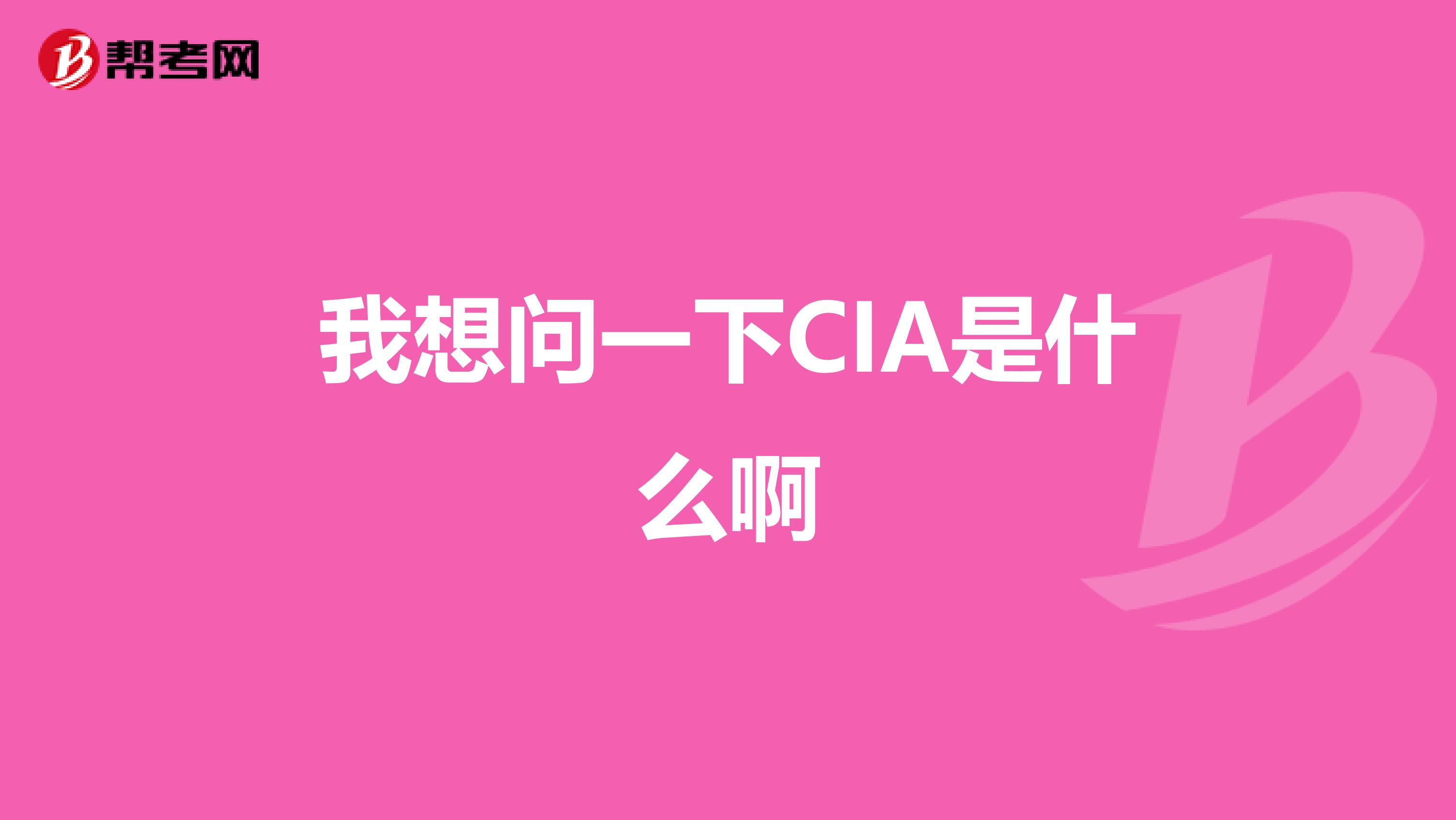 我想问一下CIA是什么啊
