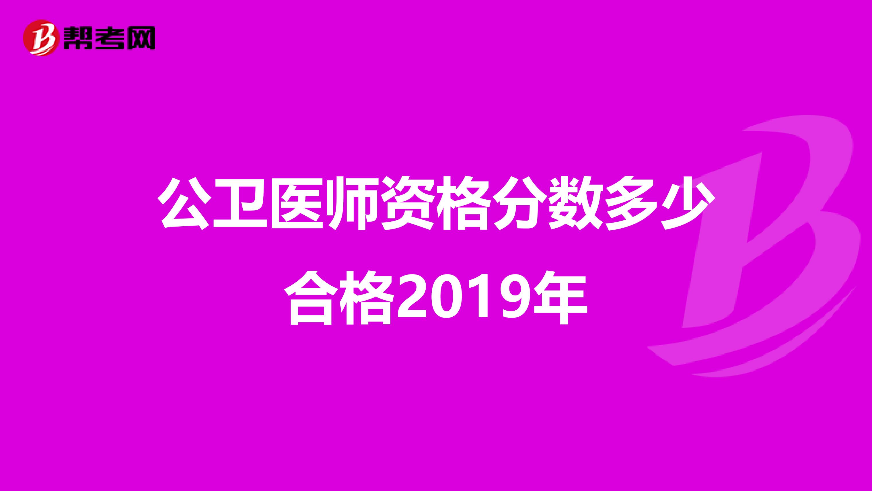 公卫医师资格分数多少合格2019年