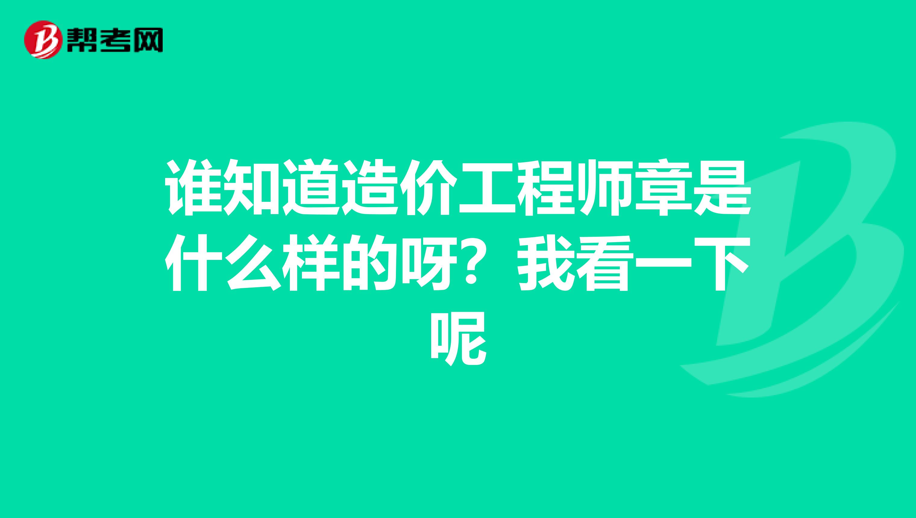 谁知道造价工程师章是什么样的呀？我看一下呢