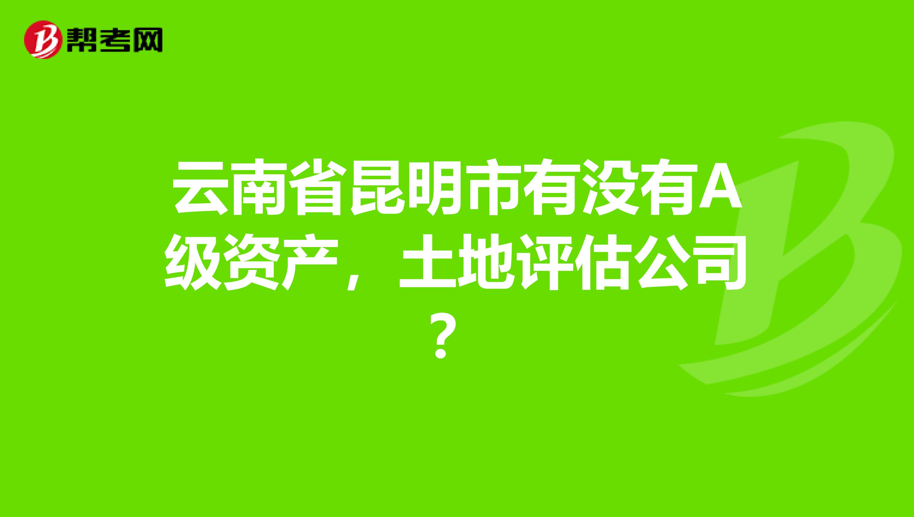 云南省昆明市有没有A级资产,土地评估公司?