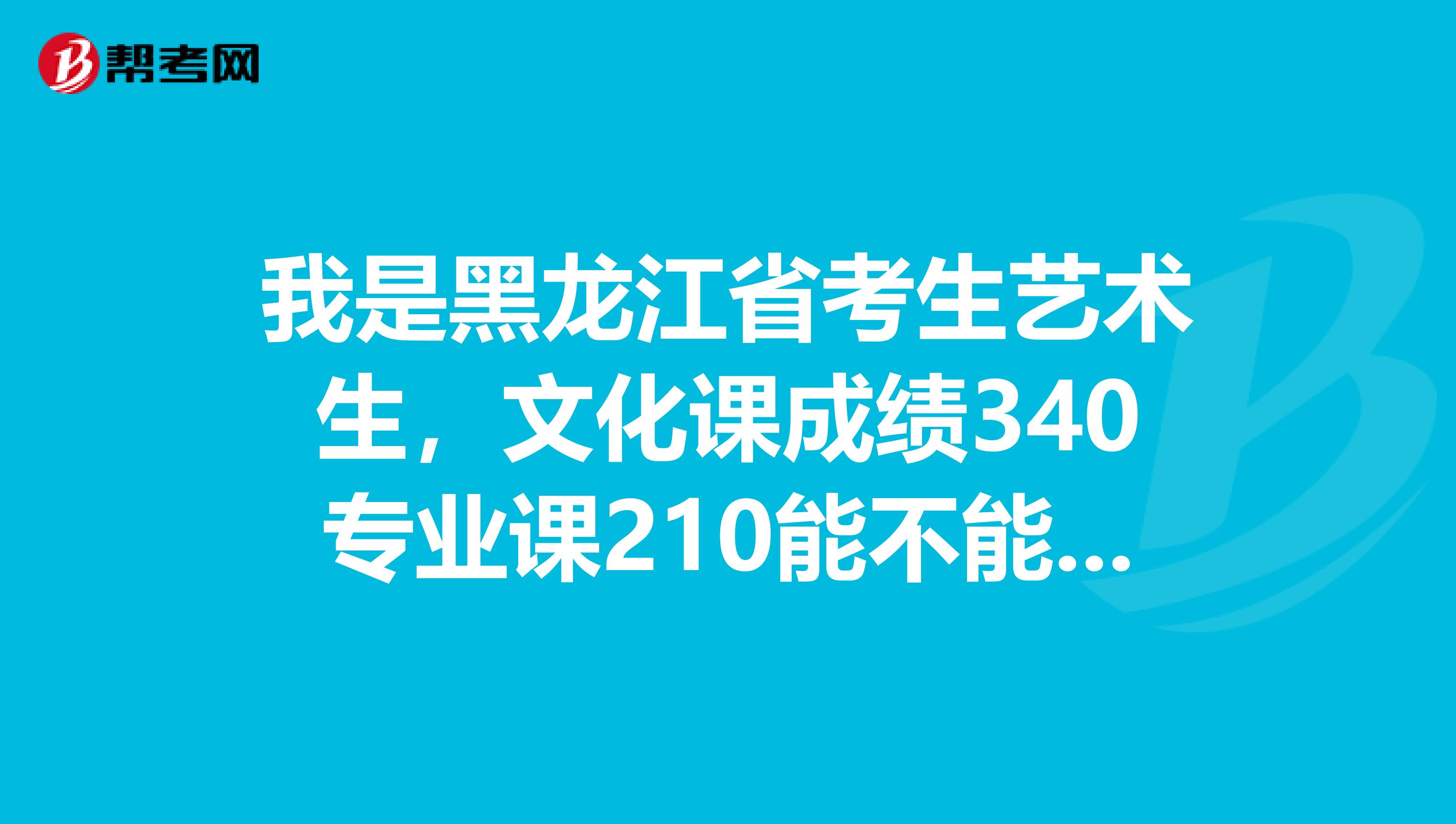 我是黑龙江省考生艺术生,文化课成绩340专业课210能不能录取