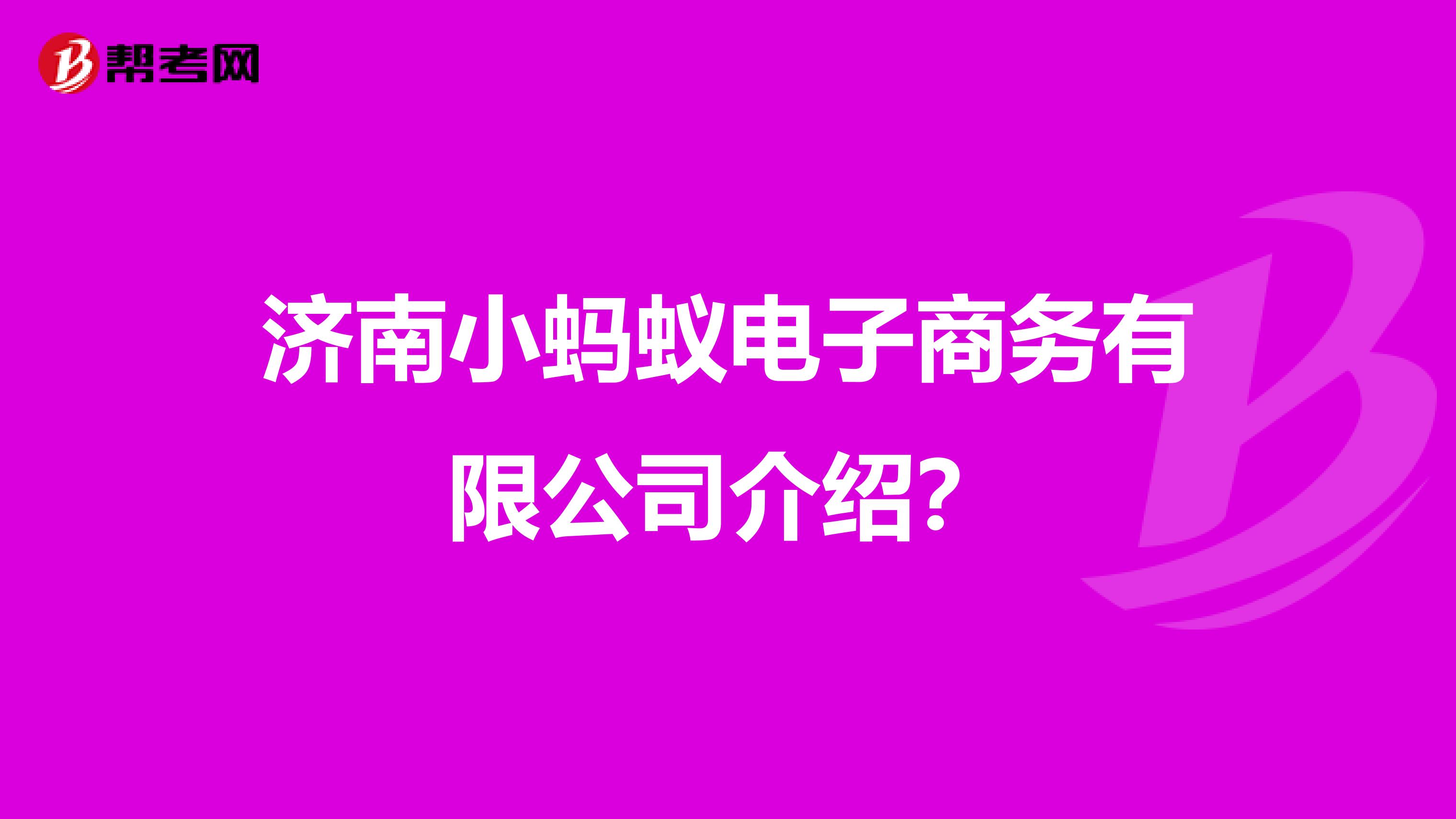 济南小蚂蚁电子商务有限公司介绍？