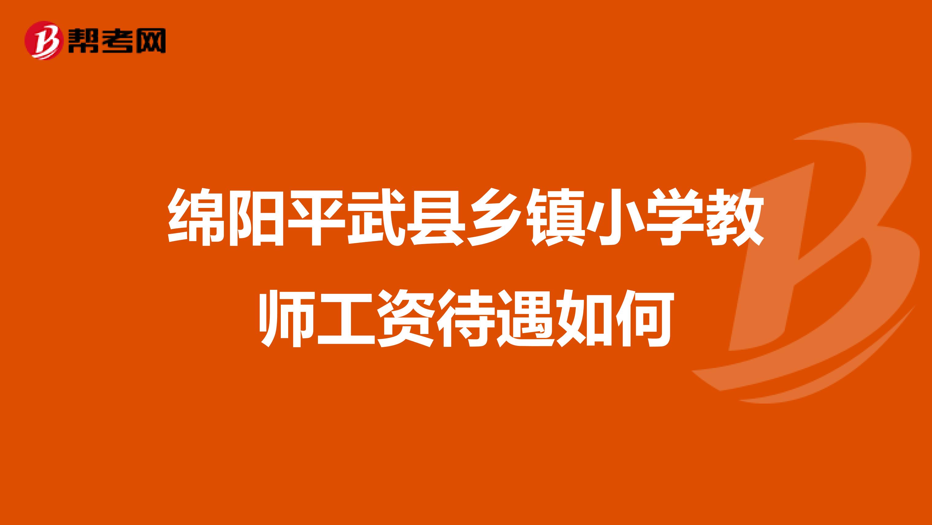 绵阳平武县乡镇小学教师工资待遇如何