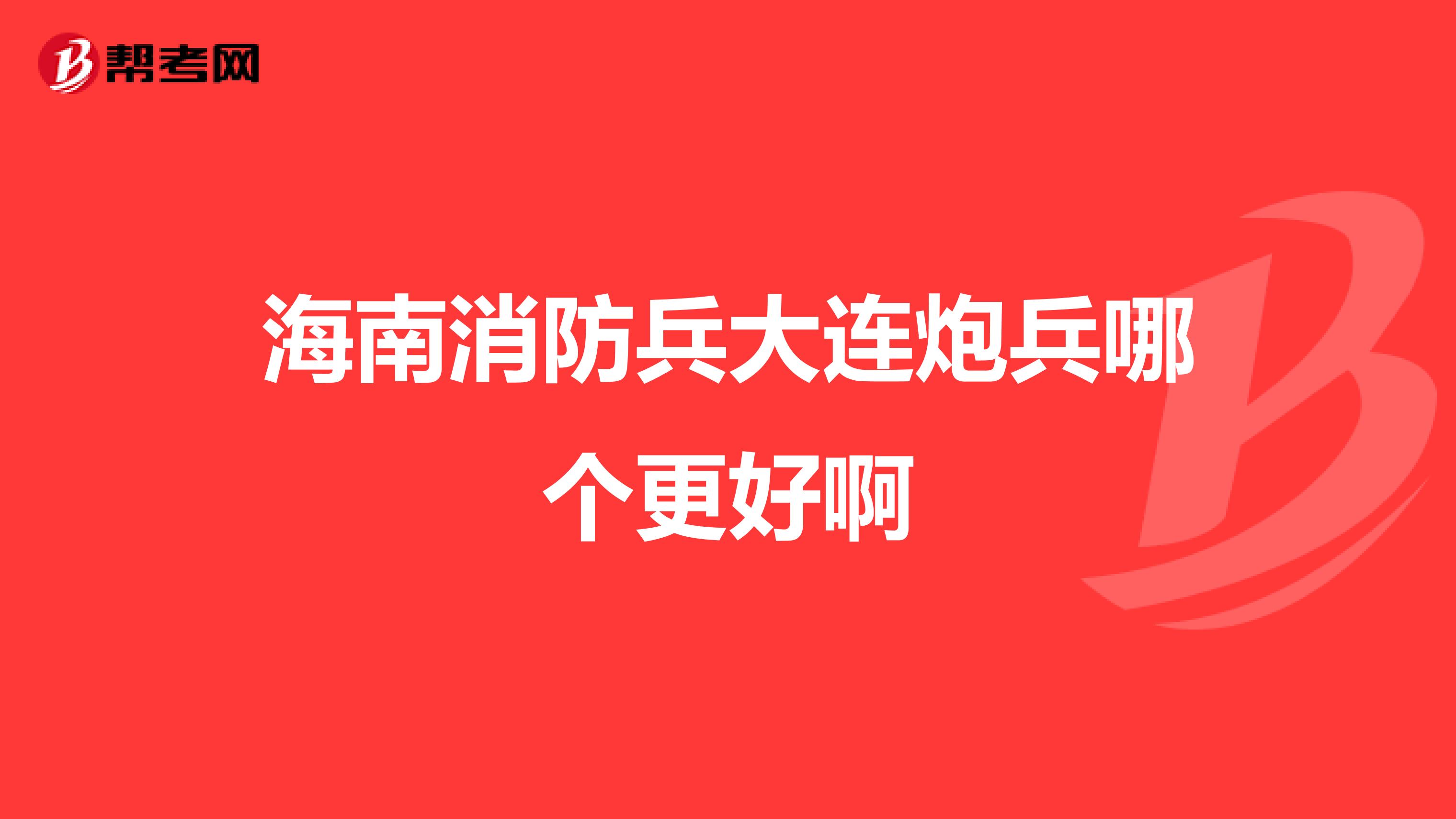海南消防兵大连炮兵哪个更好啊