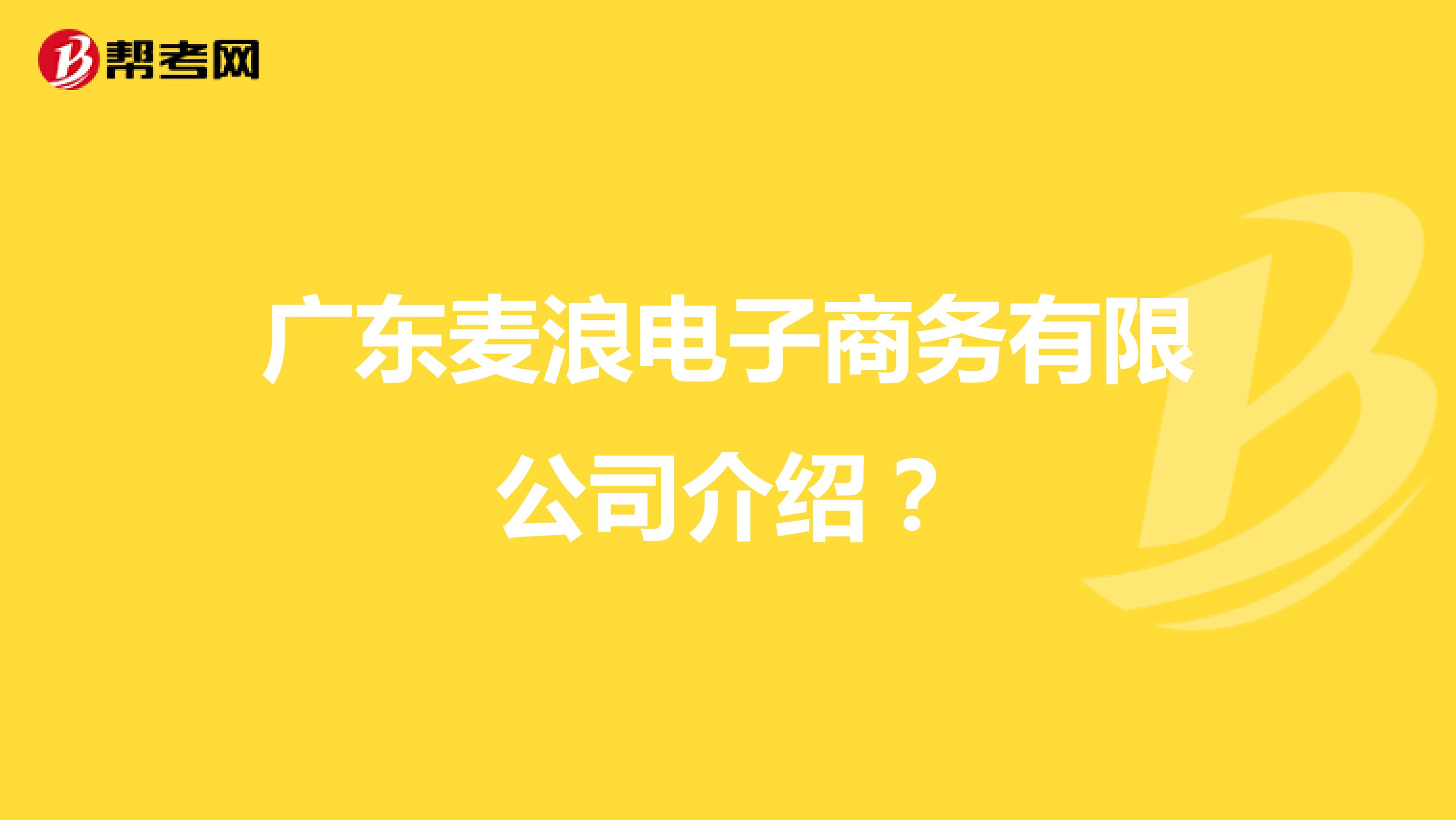 广东麦浪电子商务有限公司介绍?