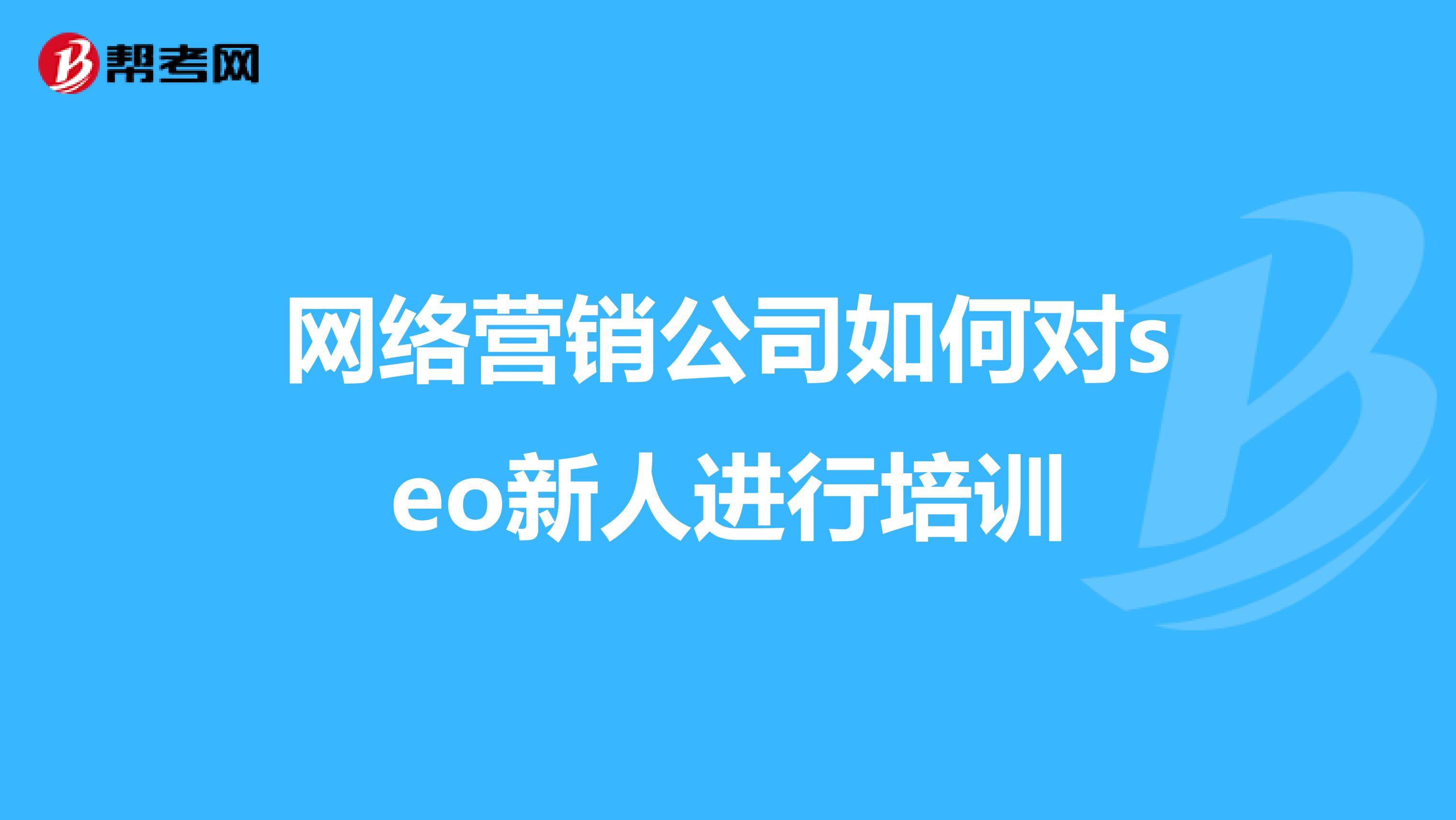 网络营销公司如何对seo新人进行培训