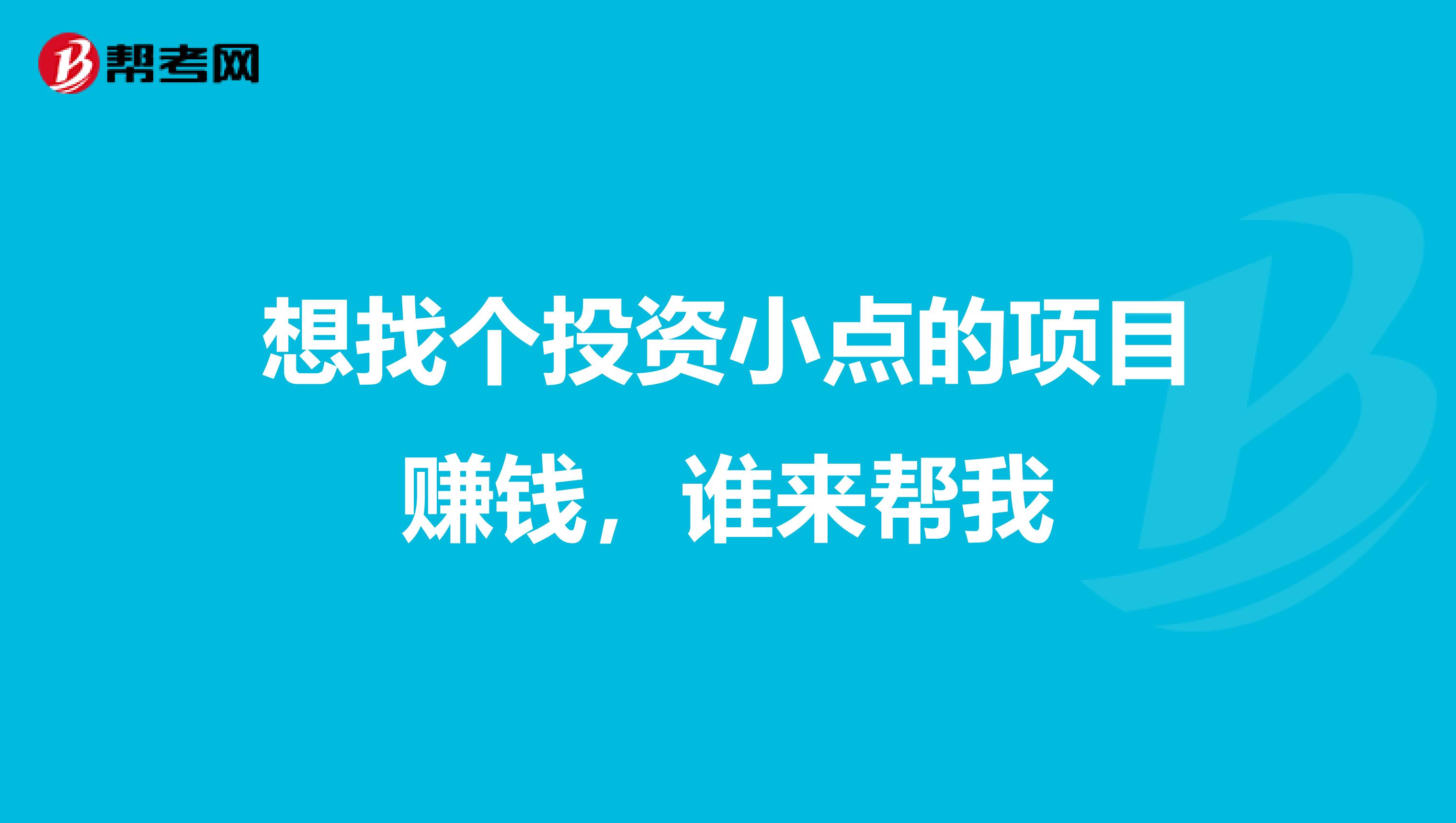 想找个投资小点的项目赚钱,谁来帮我