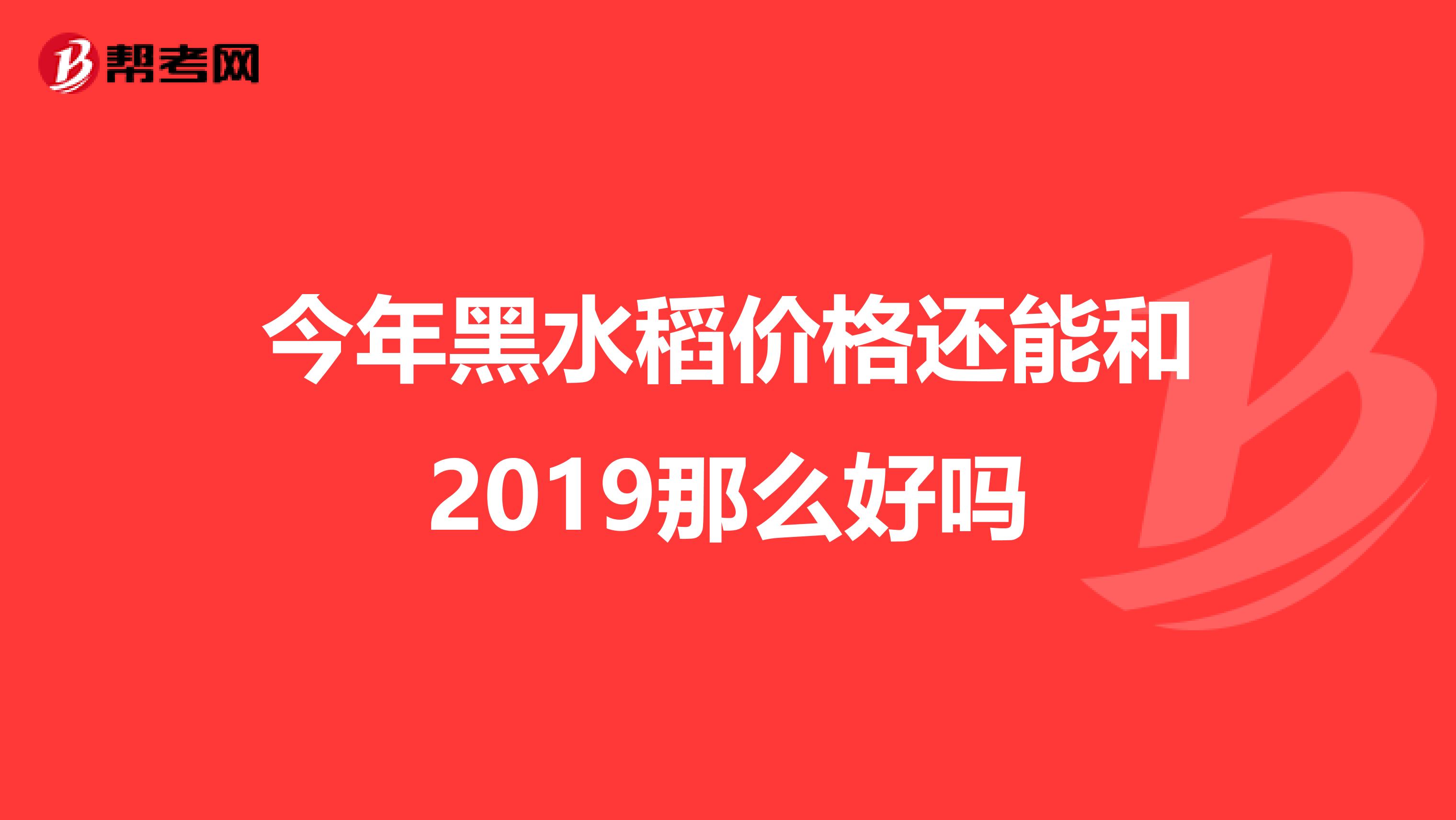 今年黑水稻价格还能和2019那么好吗