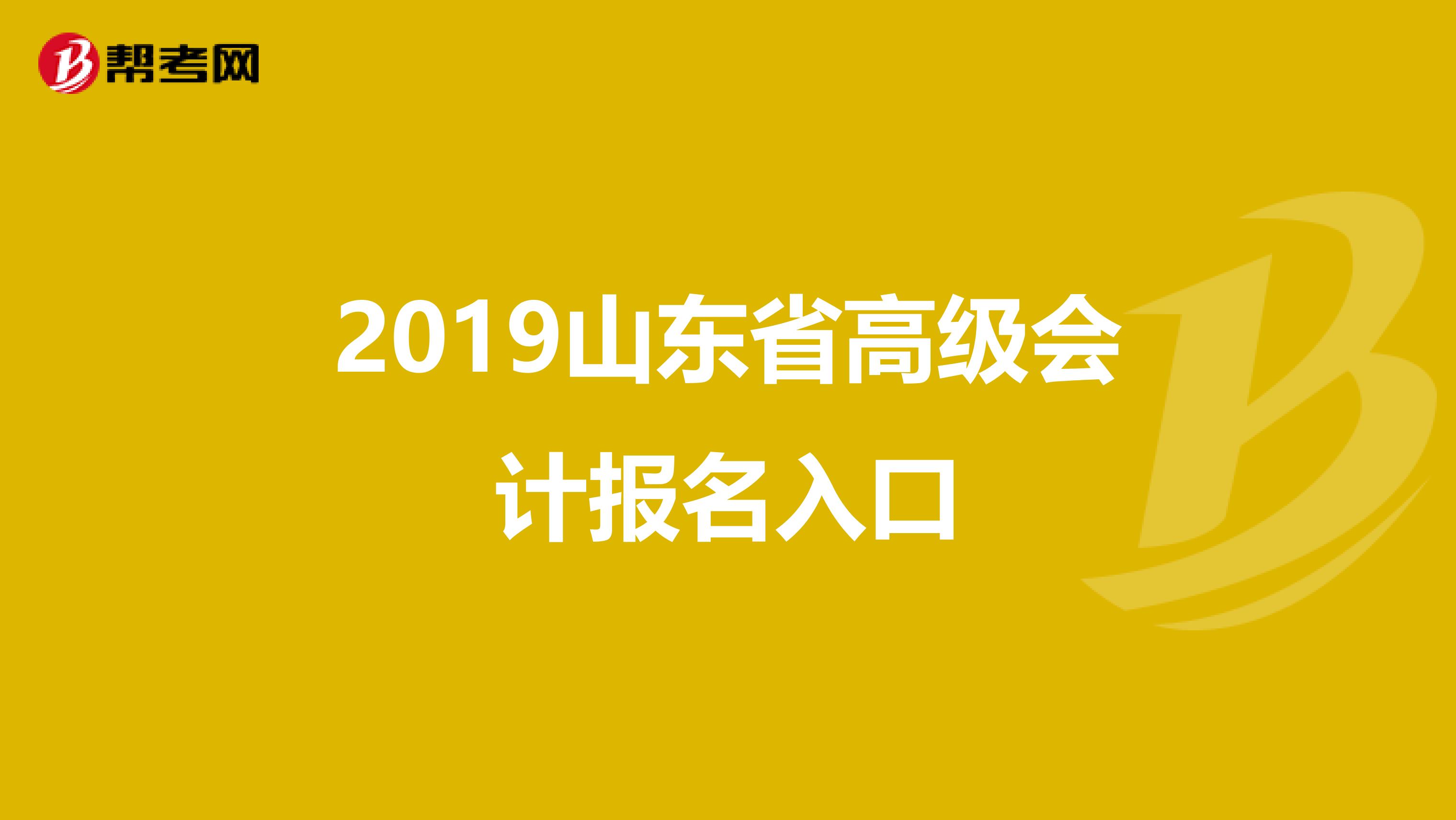 2019山东省高级会计报名入口