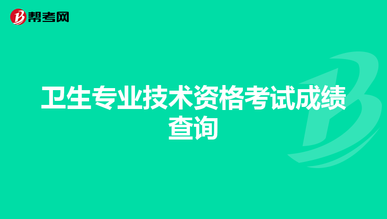 卫生专业技术资格考试成绩查询