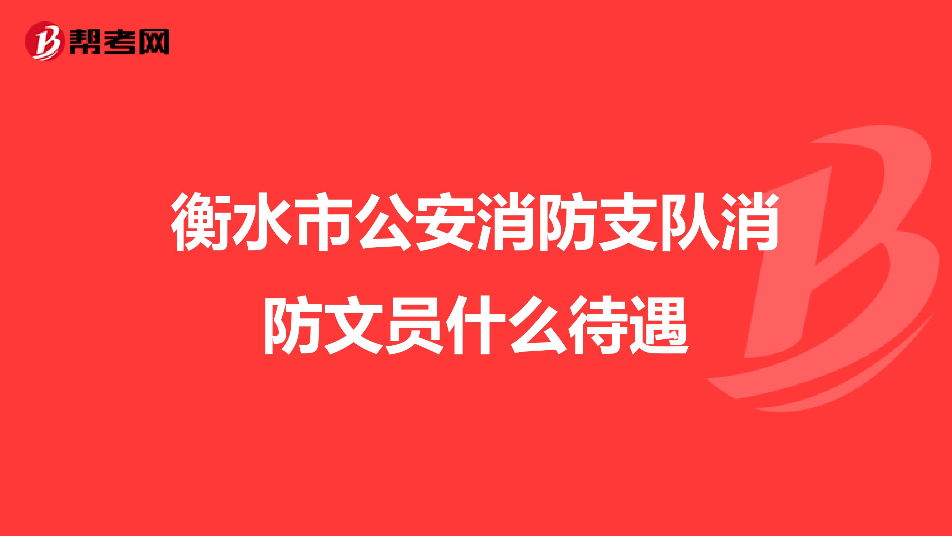 衡水市公安消防支队消防文员什么待遇