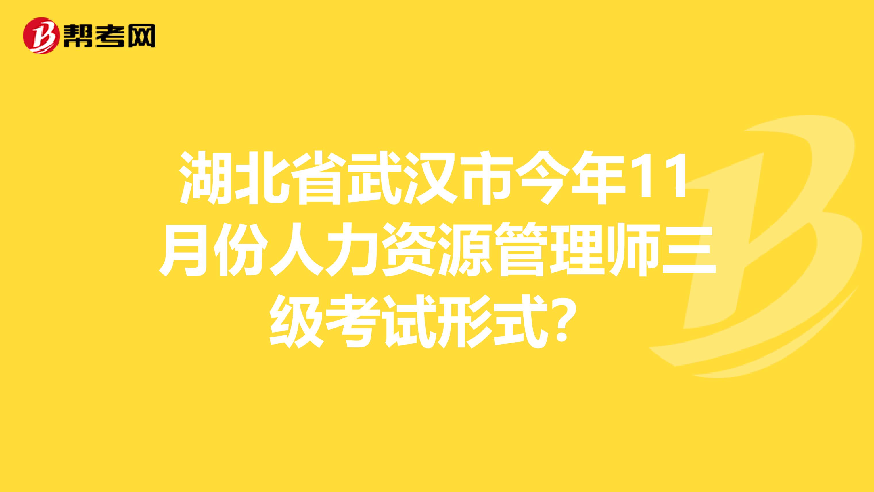 湖北省武汉市今年11月份人力资源管理师三级考试形式?