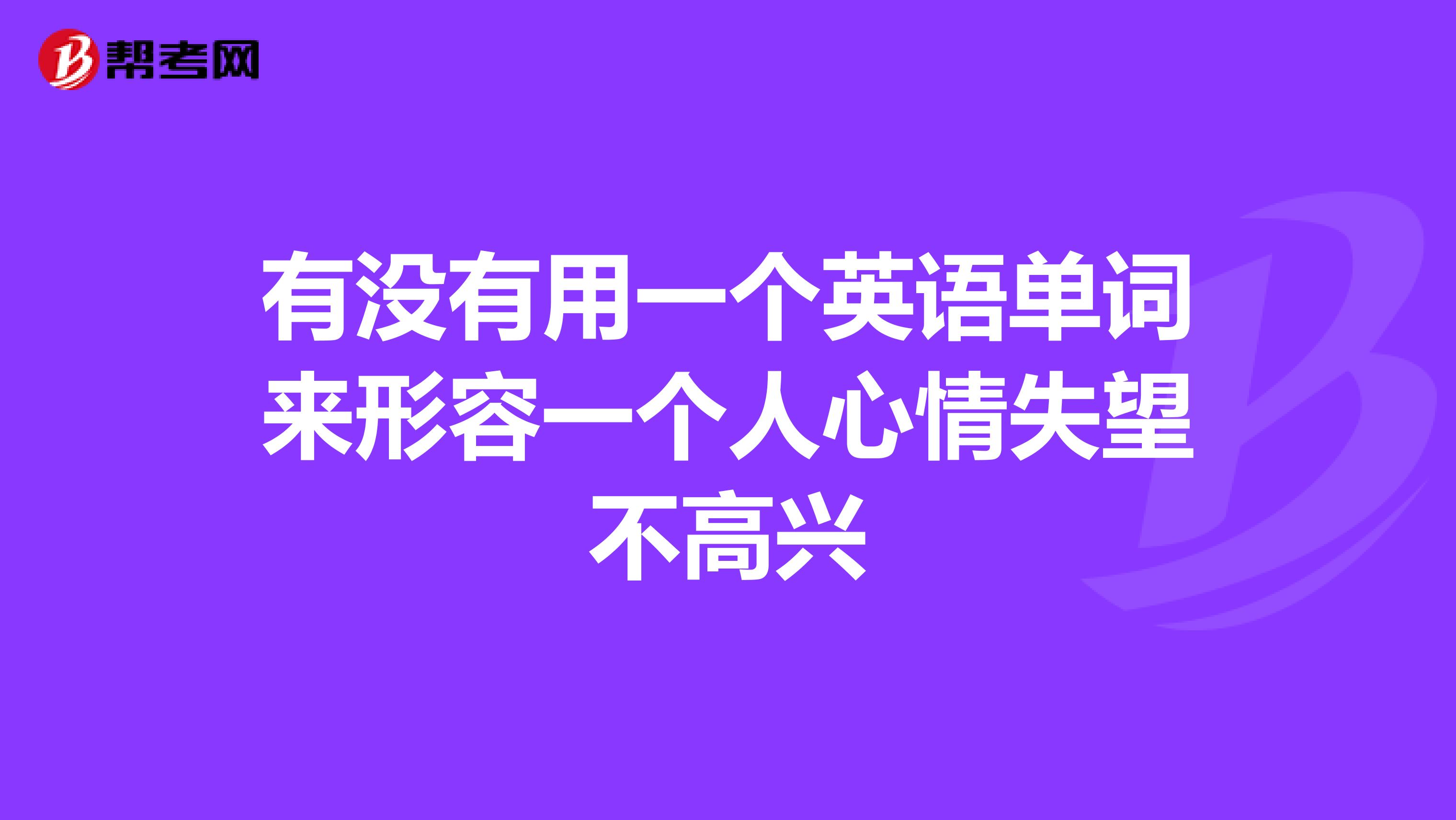 有沒有用一個英語單詞來形容一個人心情失望不高興