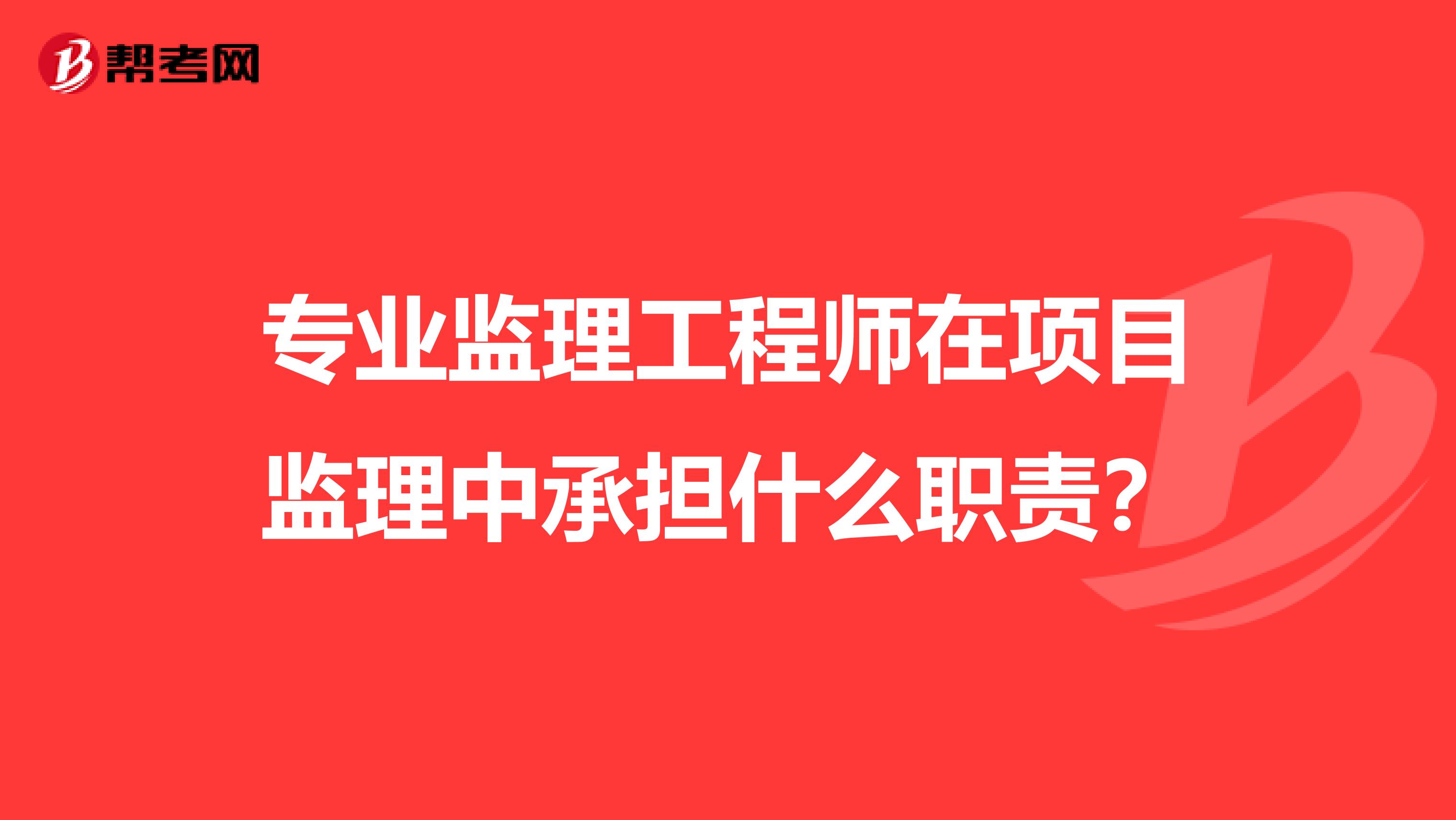 专业监理工程师在项目监理中承担什么职责?
