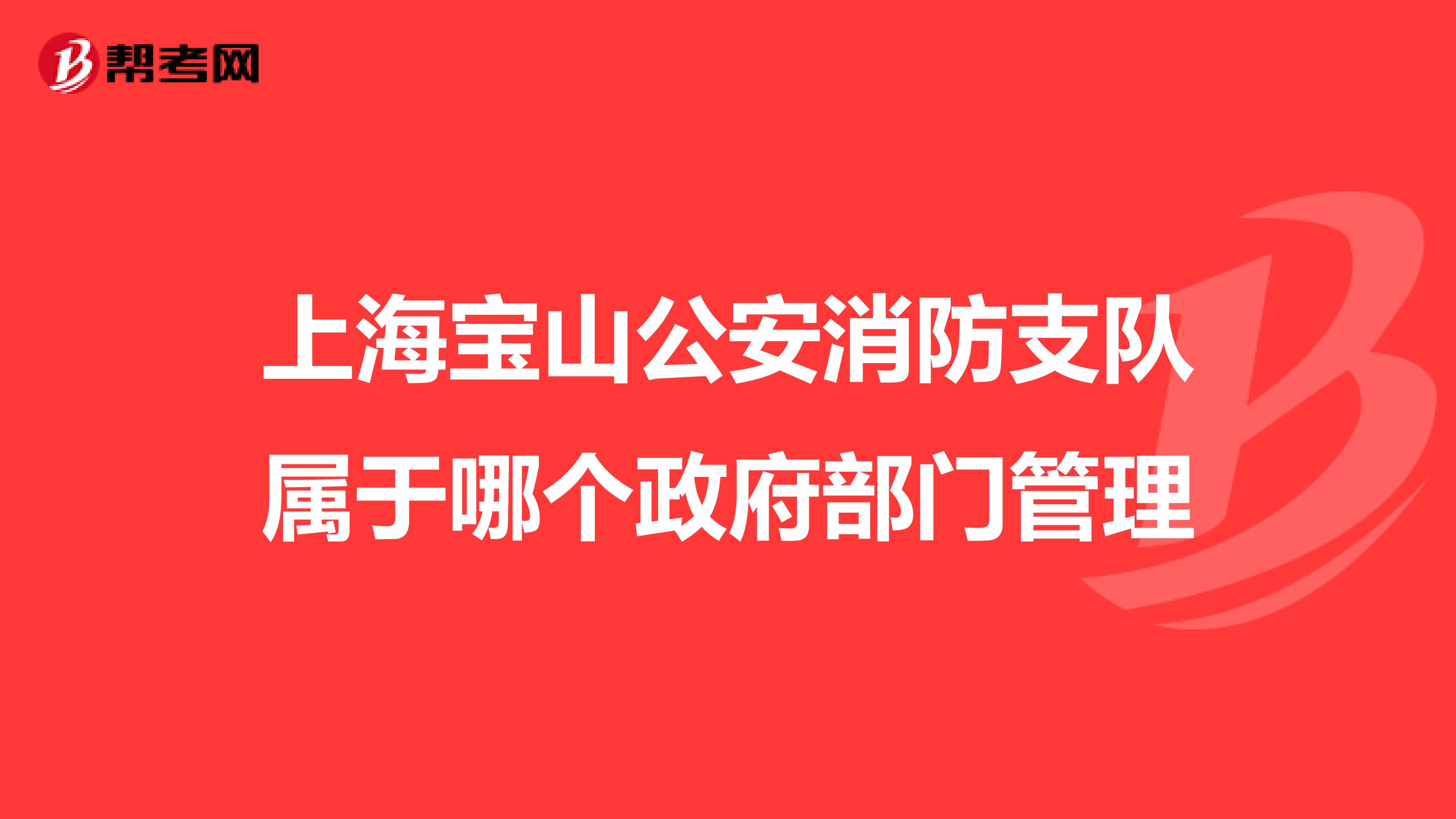 上海宝山公安消防支队属于哪个政府部门管理