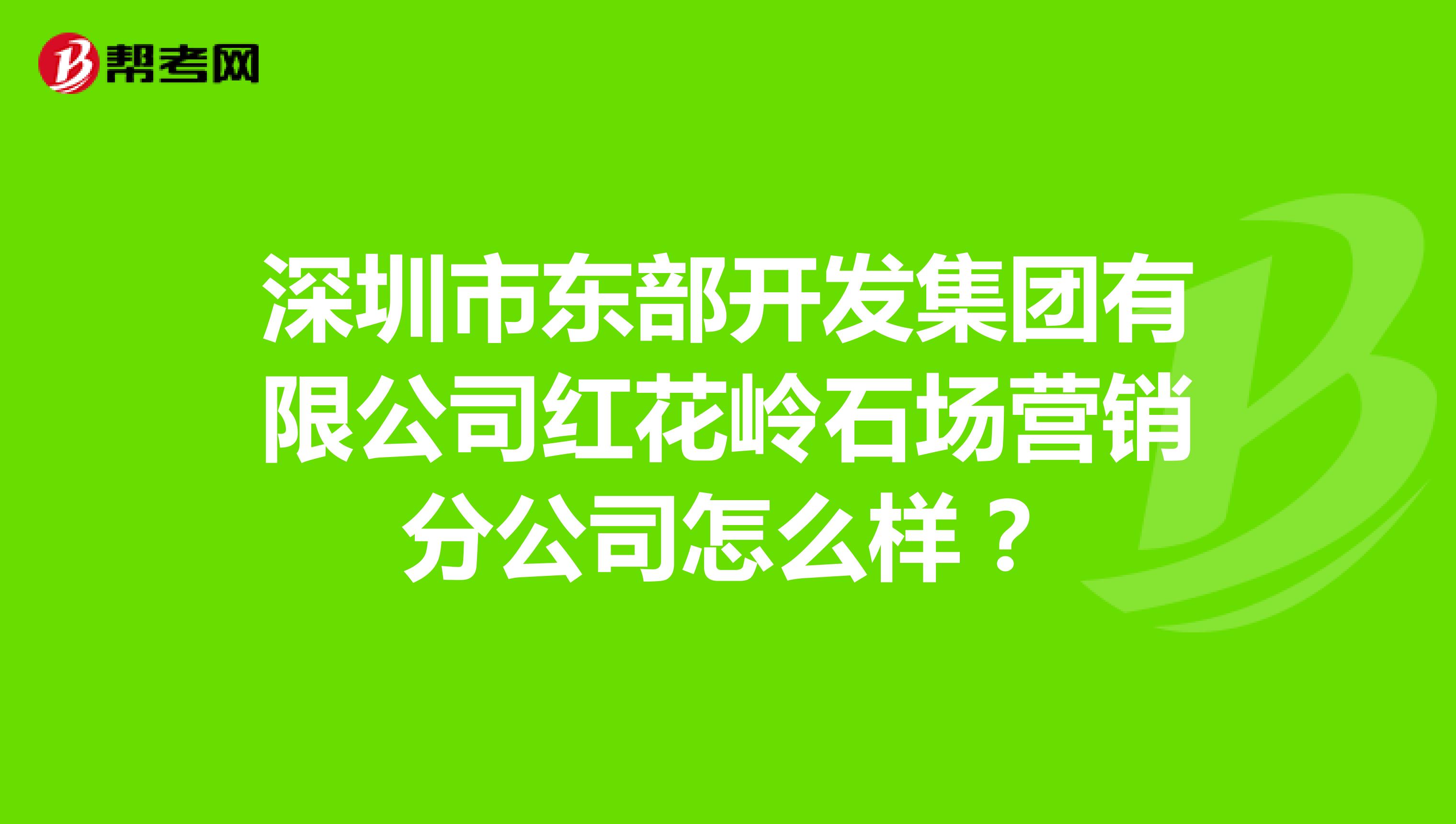 深圳市东部开发集团有限公司红花岭石场营销分公司怎么样？
