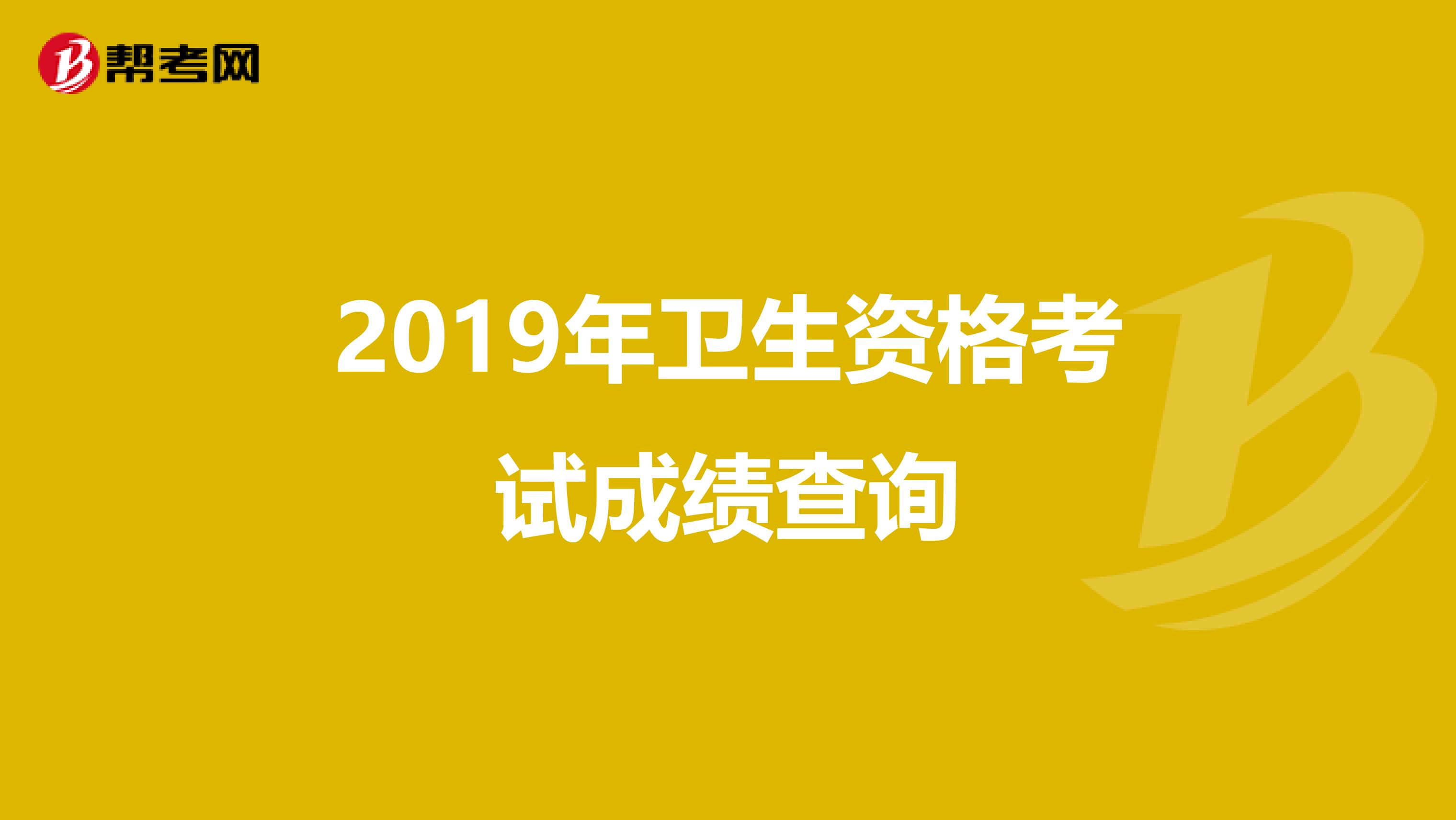 2019年卫生资格考试成绩查询