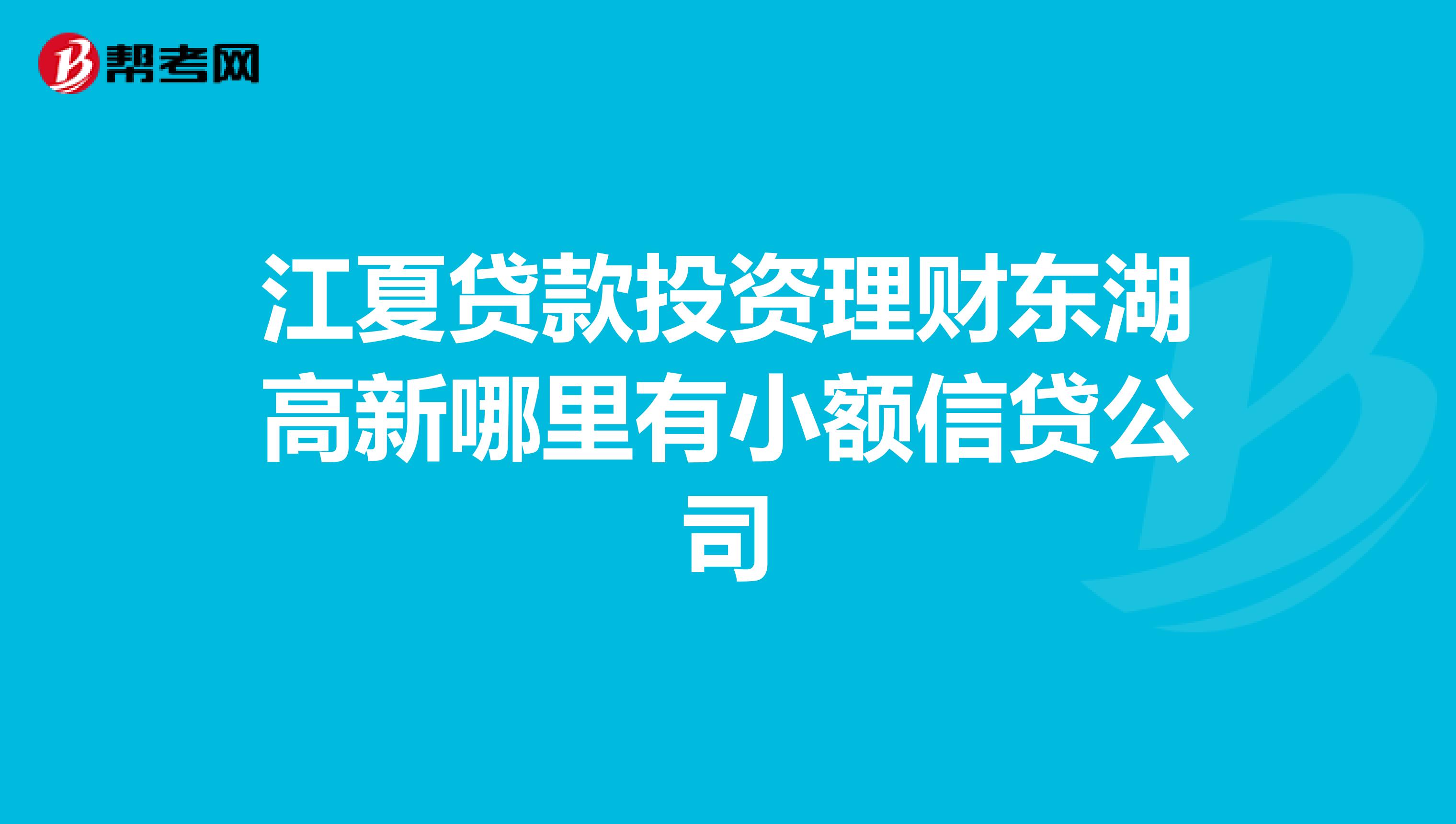 江夏贷款投资理财东湖高新哪里有小额信贷公司