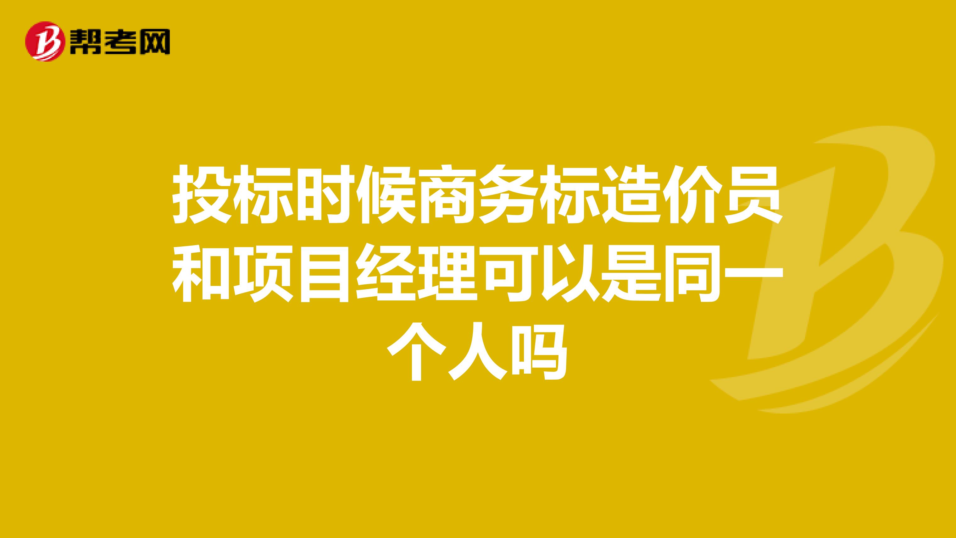投标时候商务标造价员和项目经理可以是同一个人吗