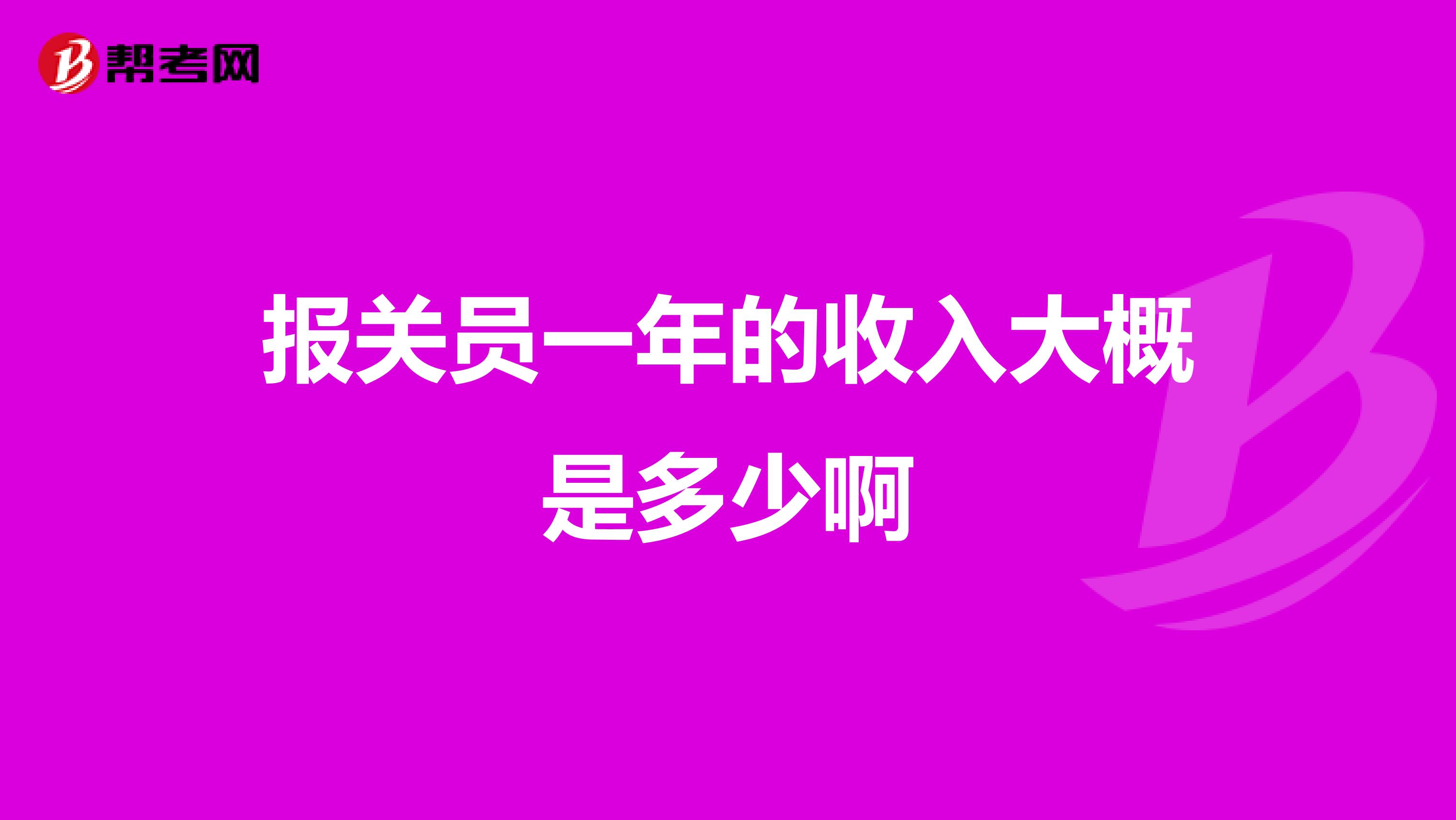 报关员一年的收入大概是多少啊