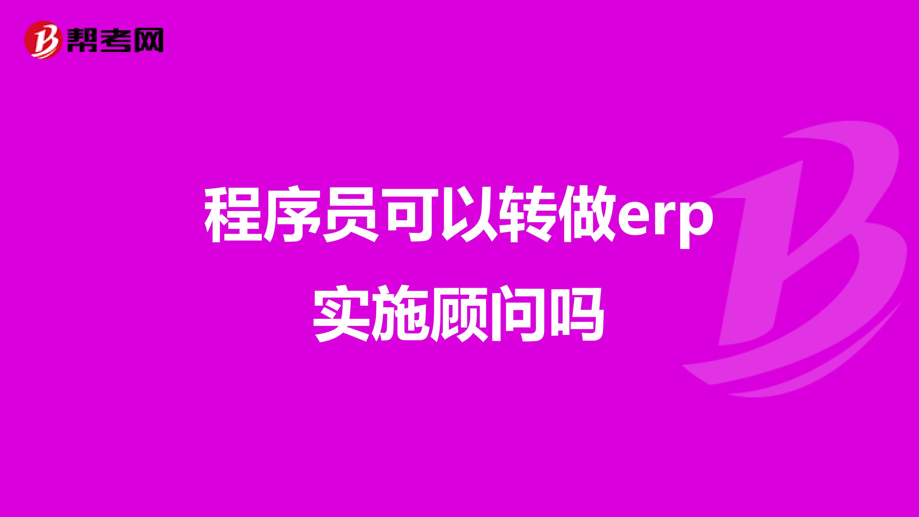 程序员可以转做erp实施顾问吗