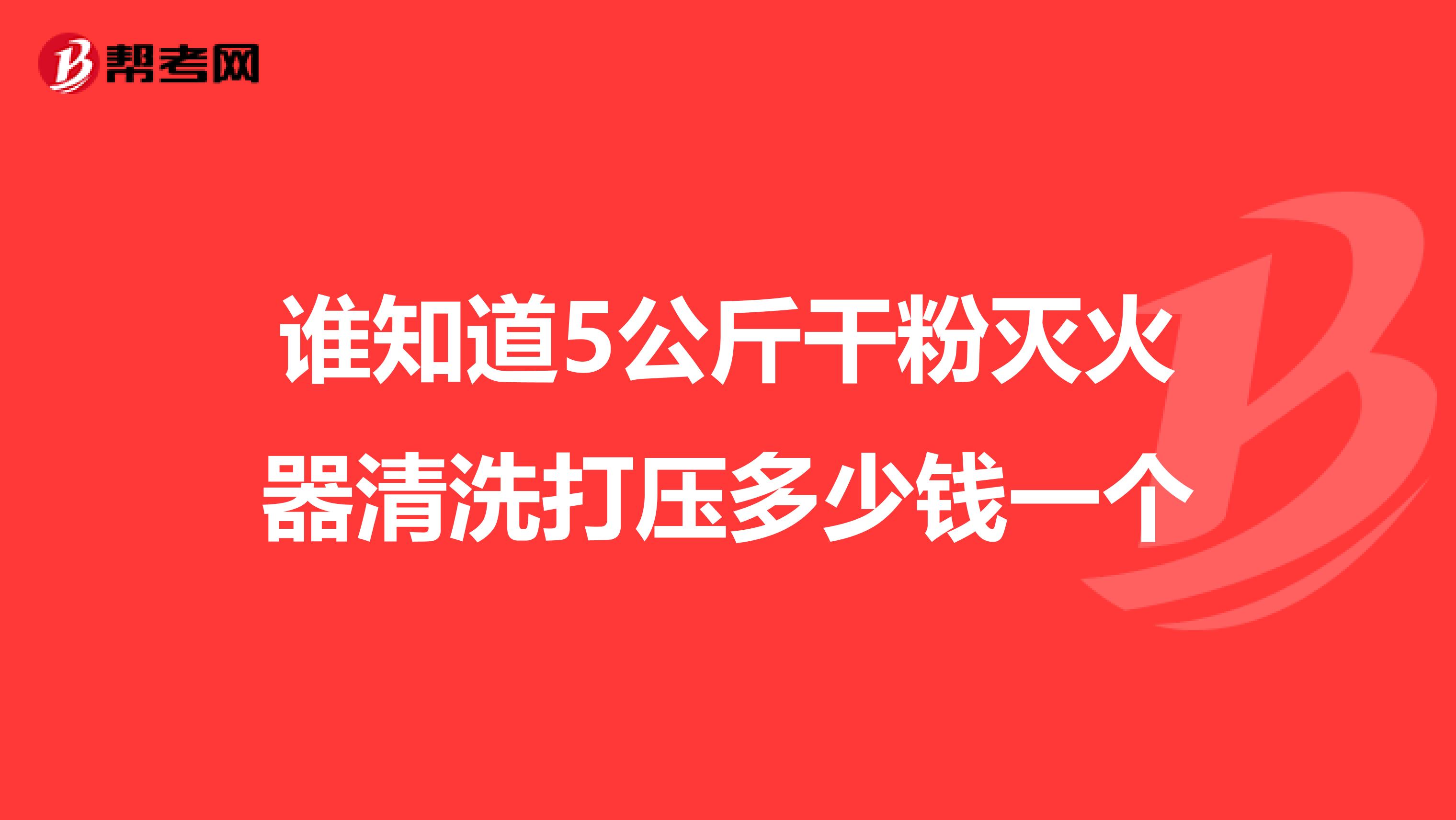谁知道5公斤干粉灭火器清洗打压多少钱一个