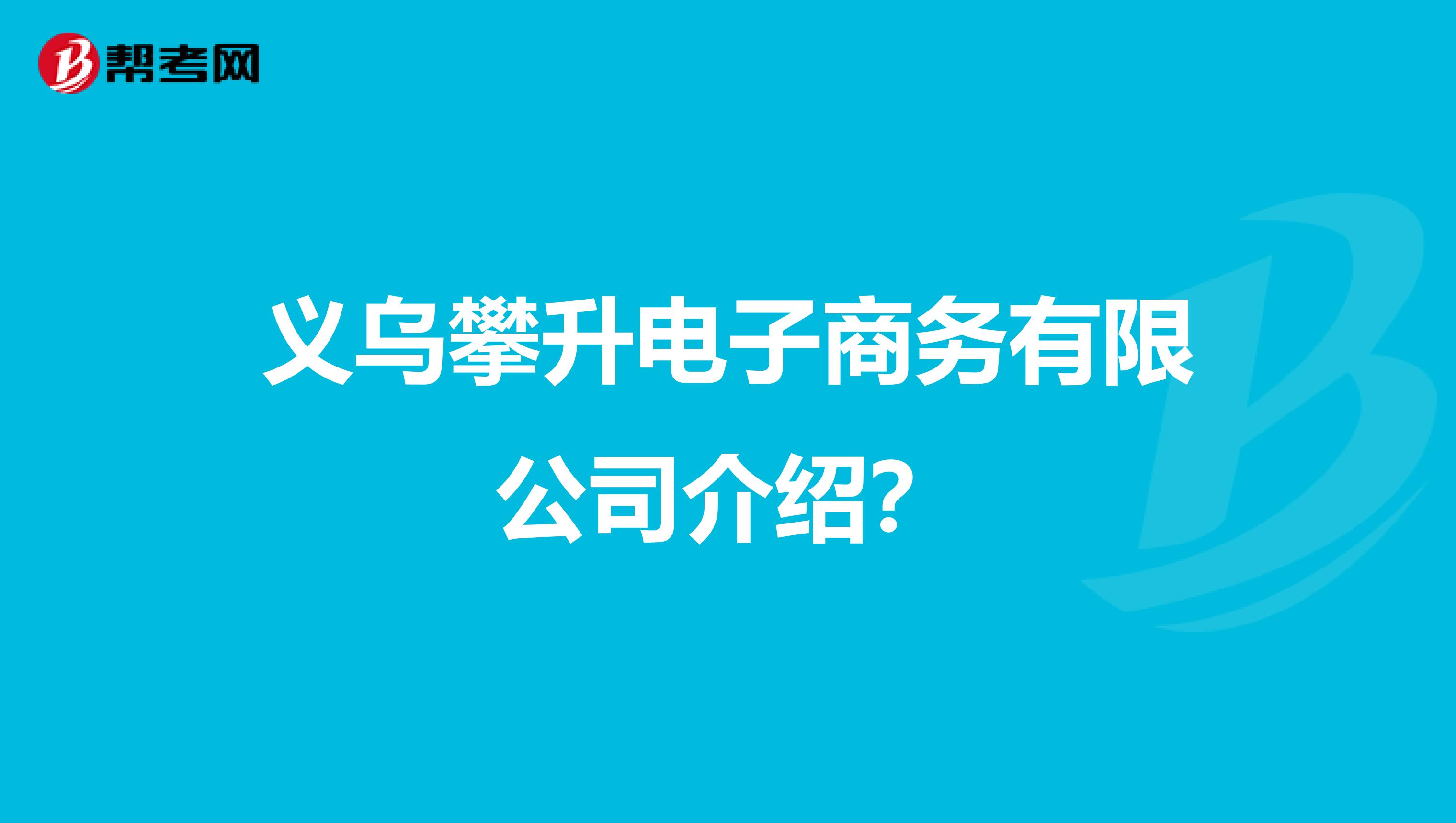 义乌攀升电子商务有限公司介绍？