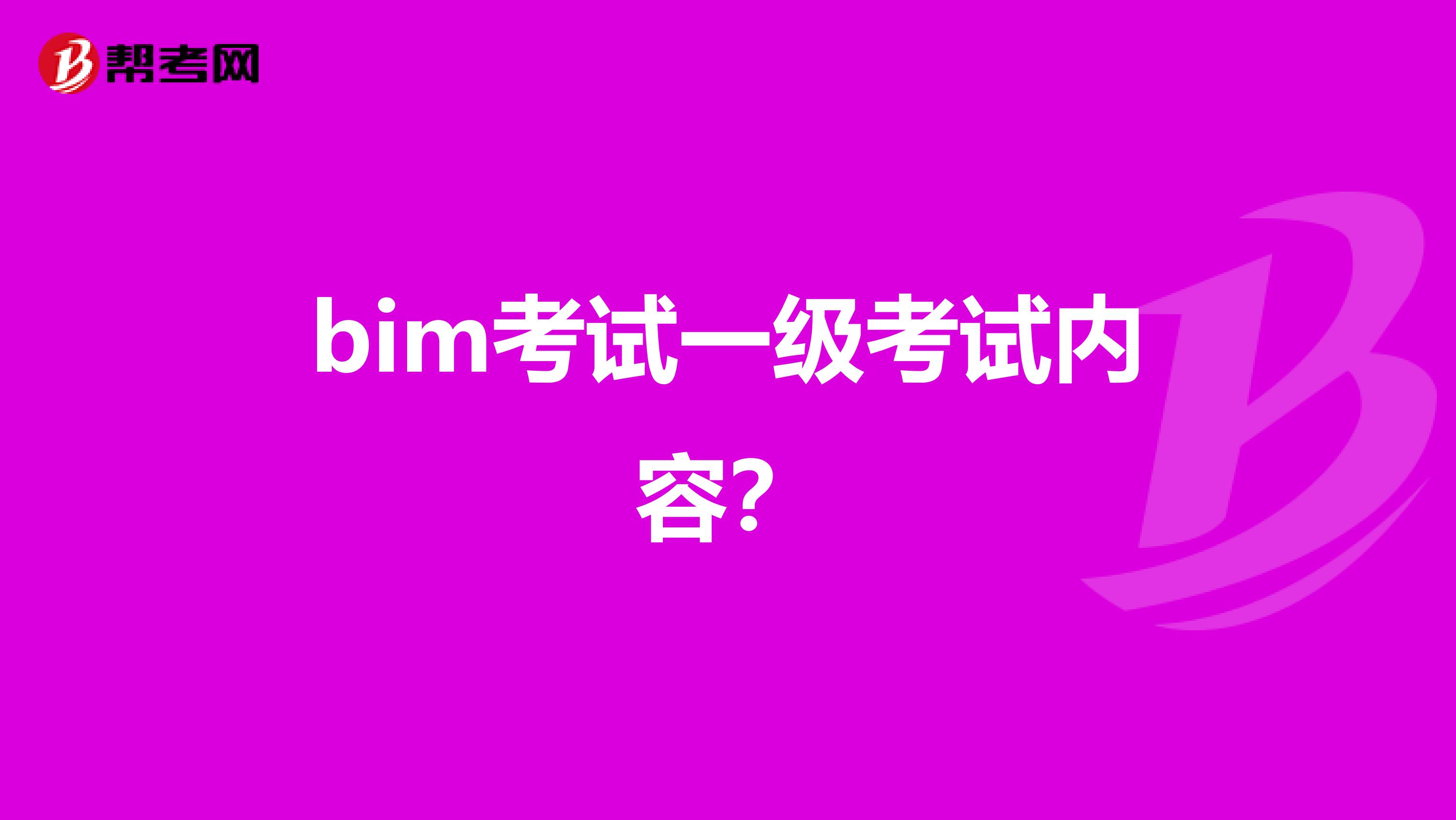 bim考试一级考试内容?