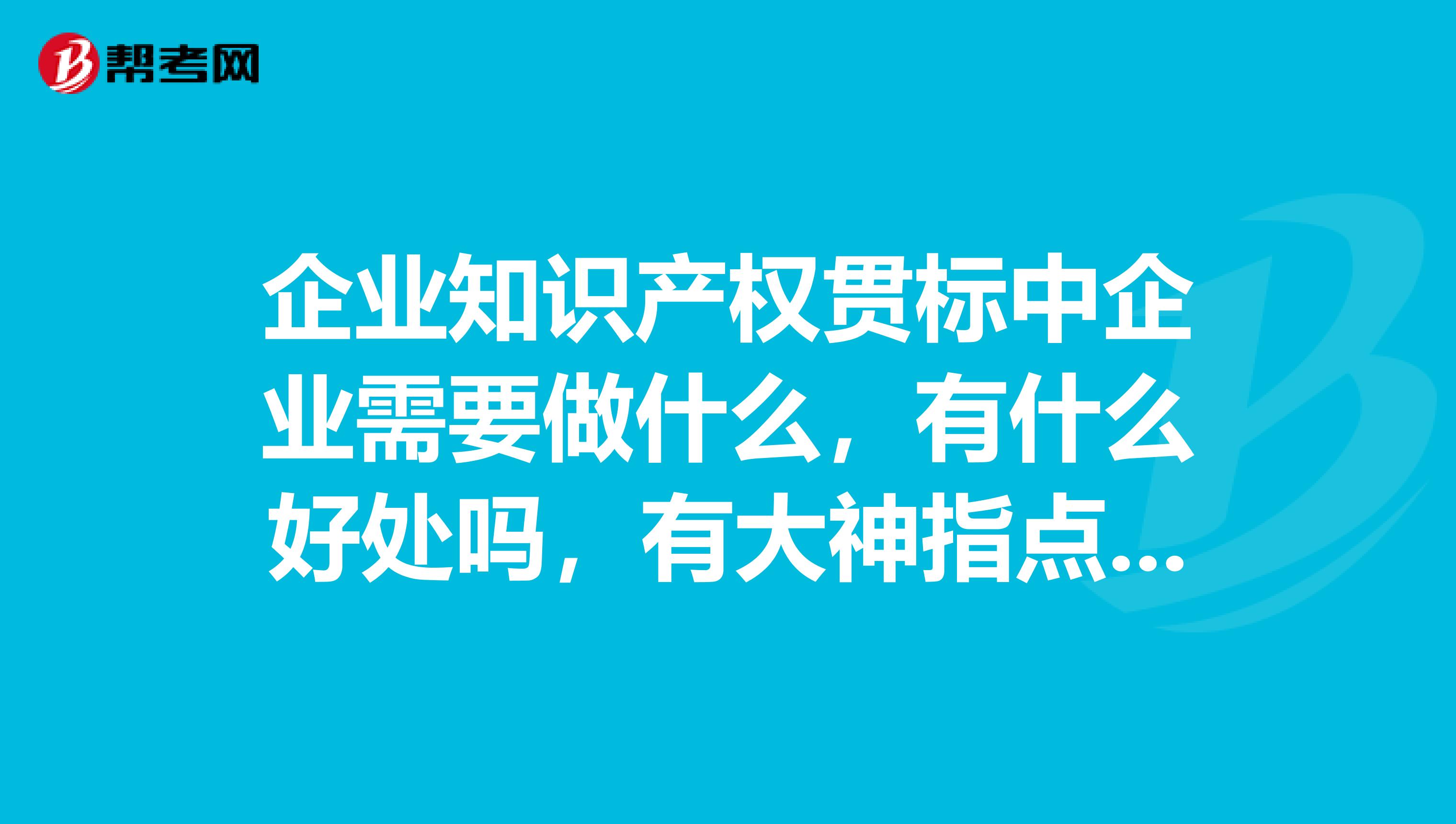 企业知识产权贯标中企业需要做什么，有什么好处吗，有大神指点指点吗？？