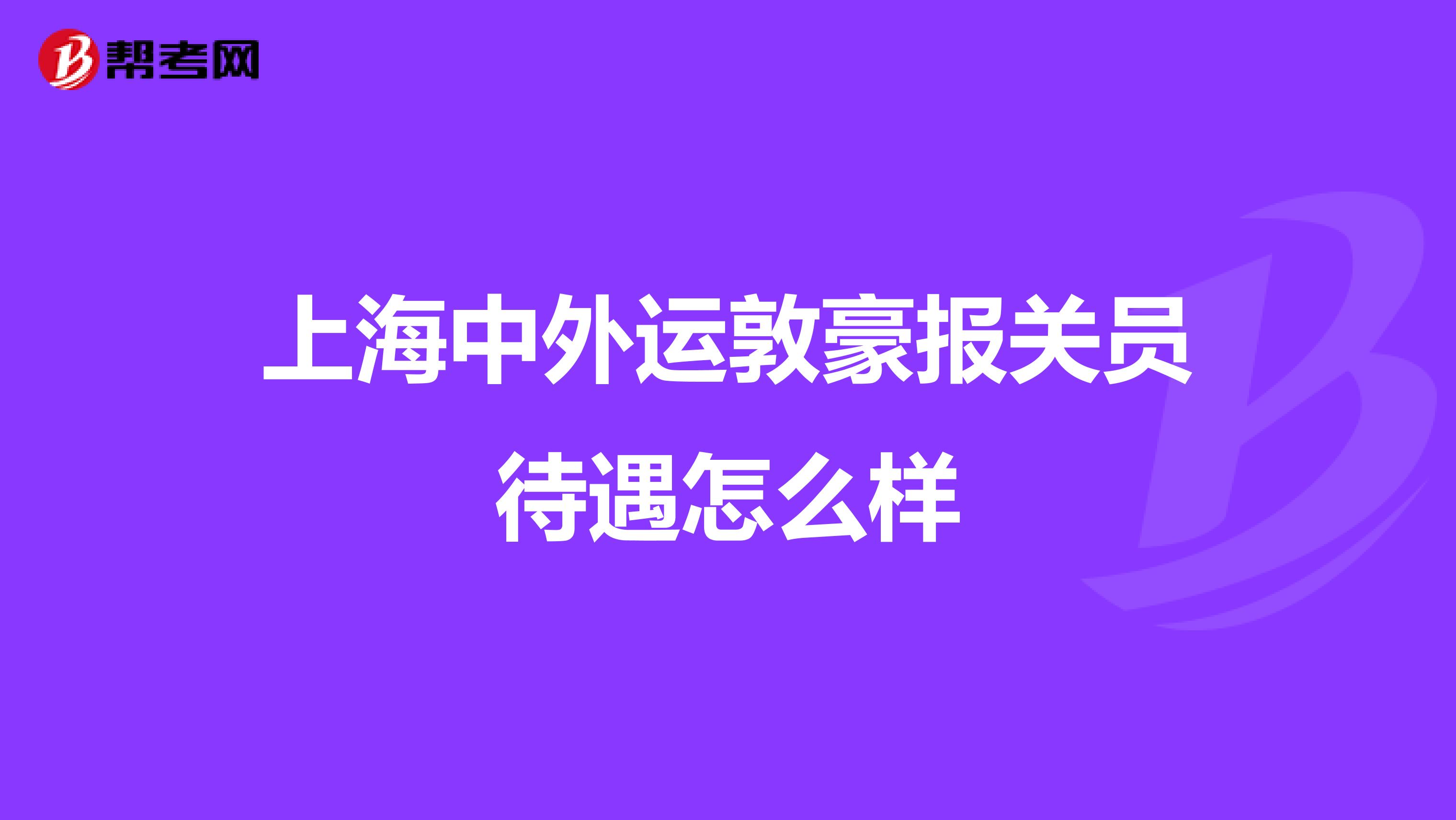 上海中外运敦豪报关员待遇怎么样