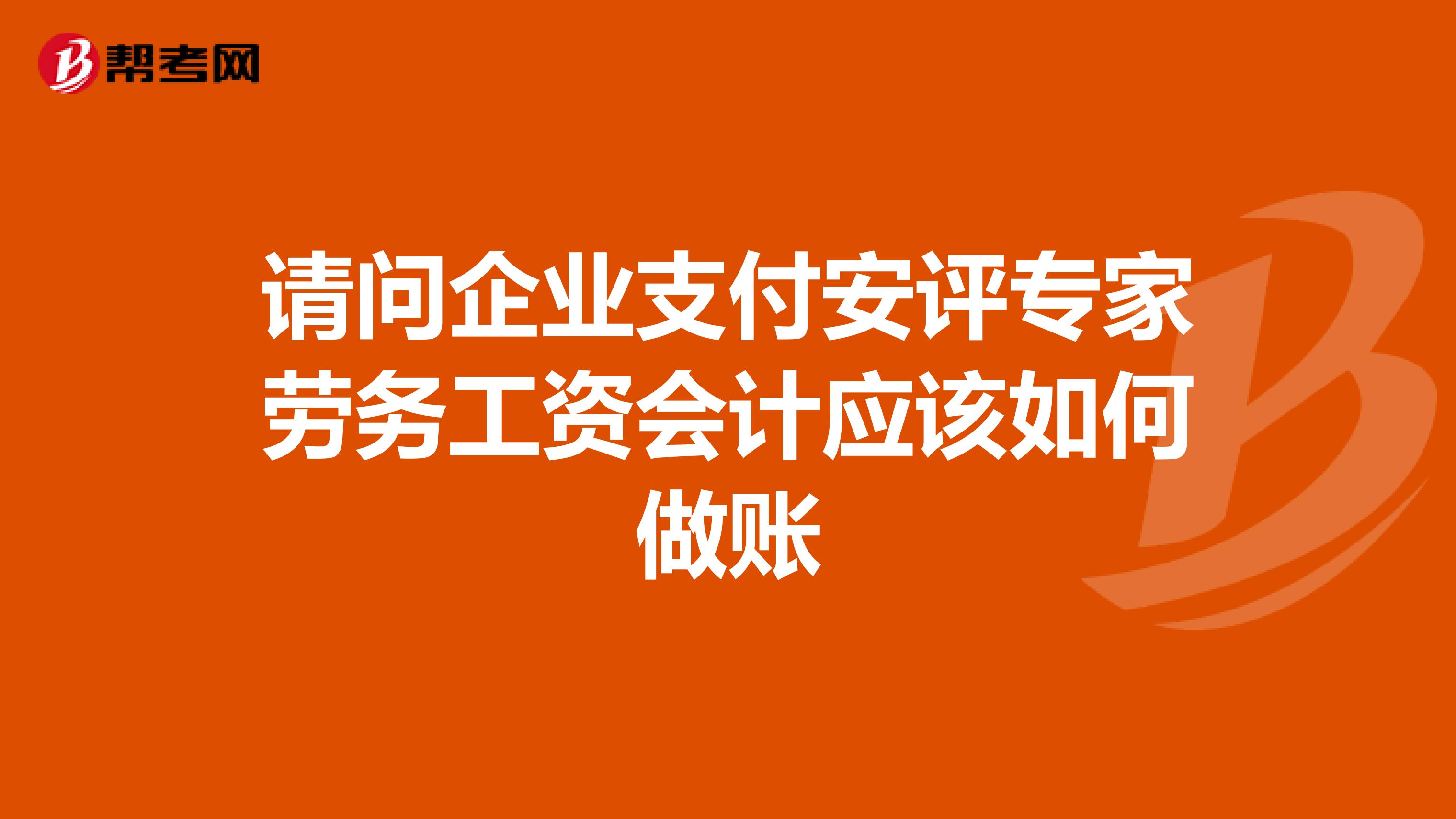 请问企业支付安评专家劳务工资会计应该如何做账