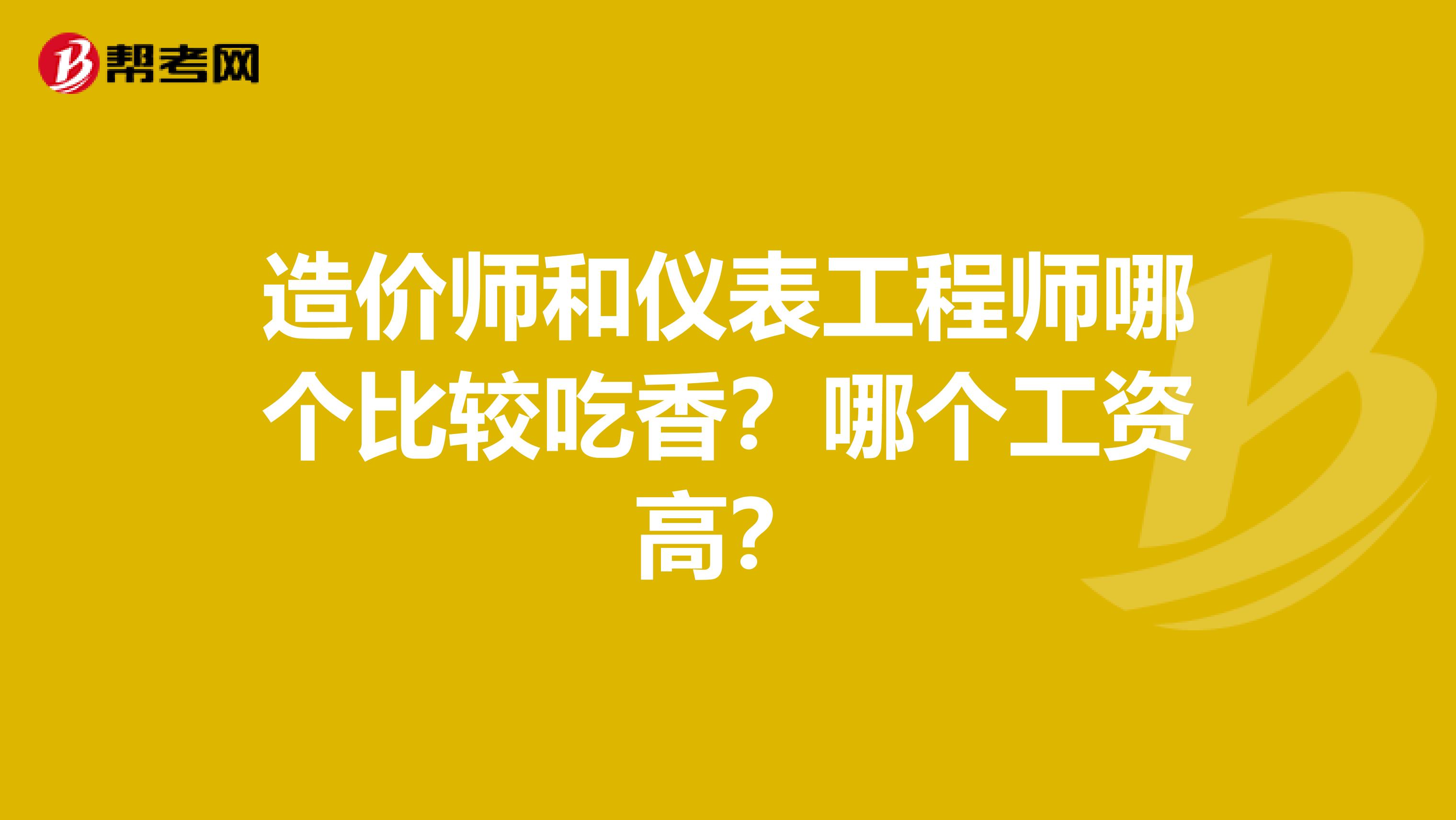 造价师和仪表工程师哪个比较吃香？哪个工资高？