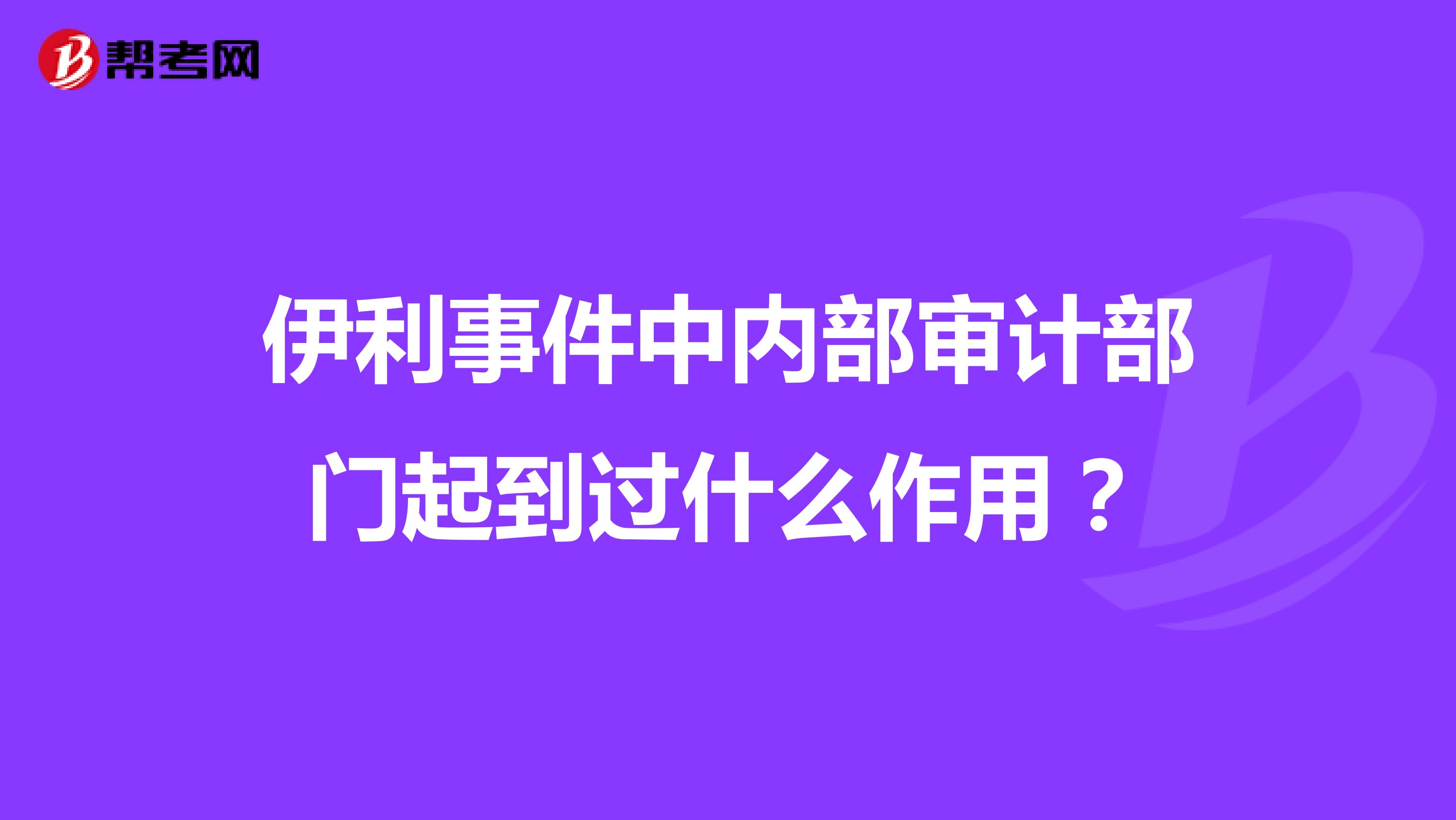 伊利事件中内部审计部门起到过什么作用？