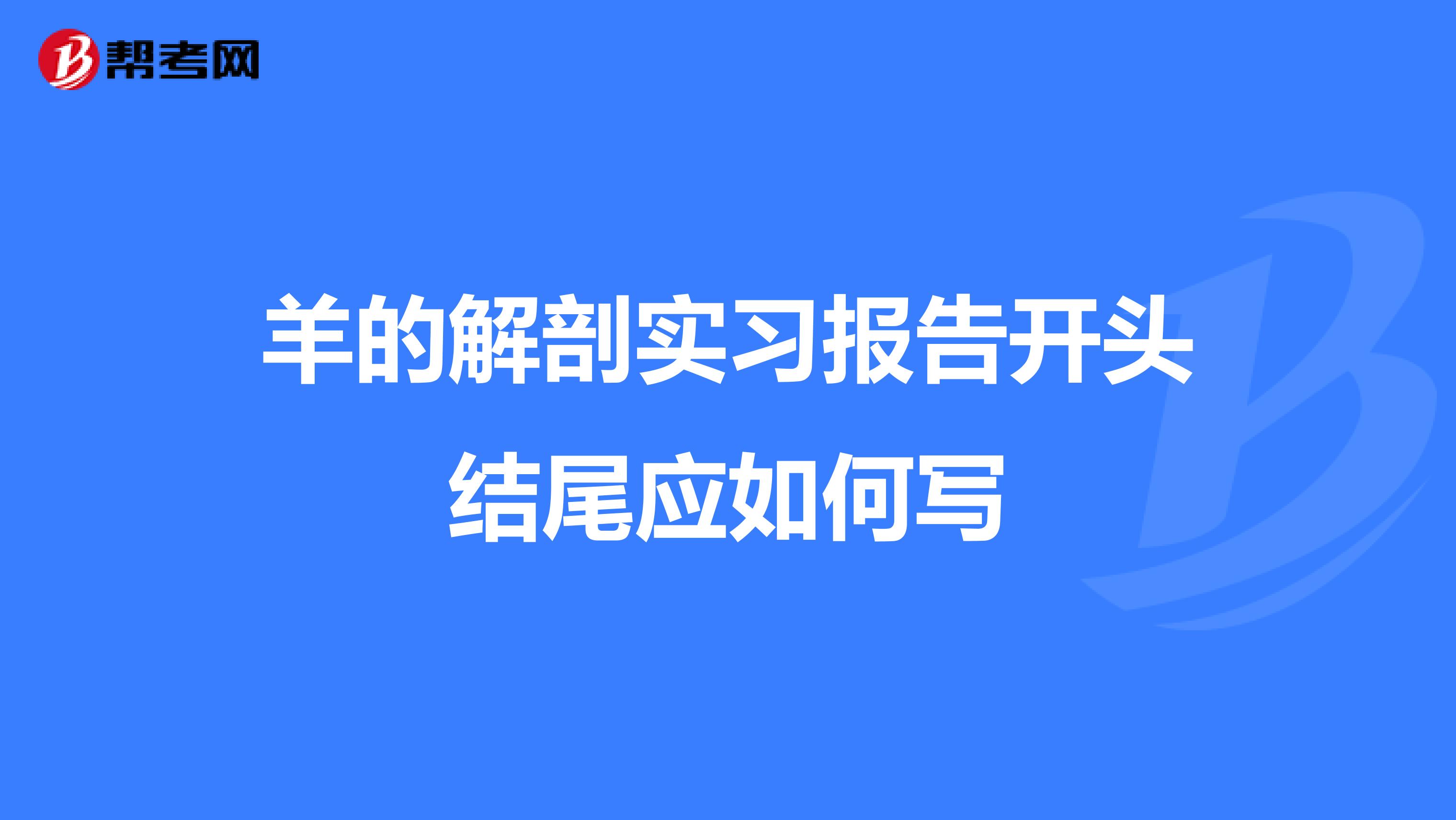羊的解剖实习报告开头结尾应如何写