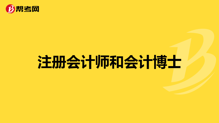 注册会计师和会计博士