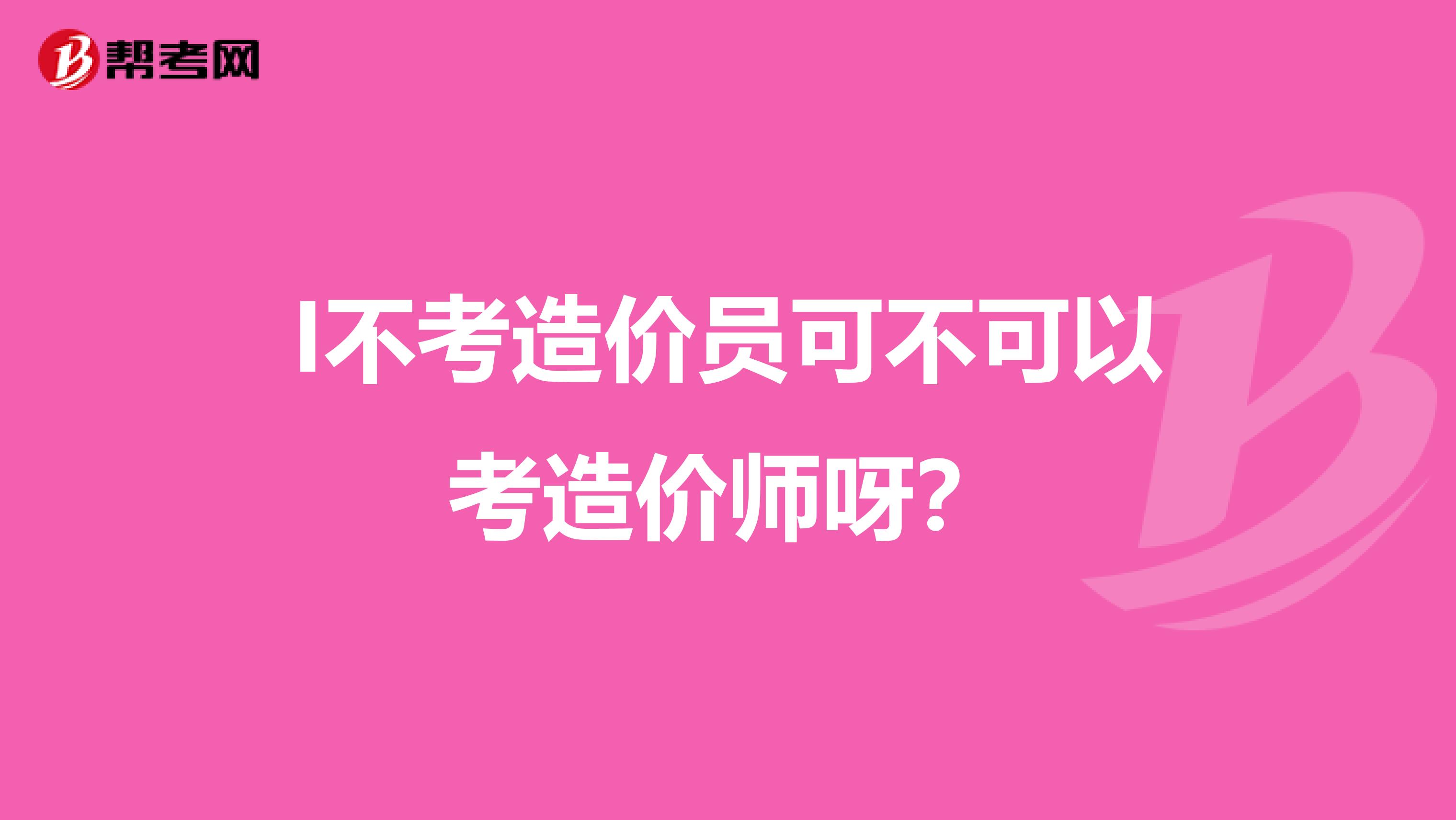 I不考造价员可不可以考造价师呀?