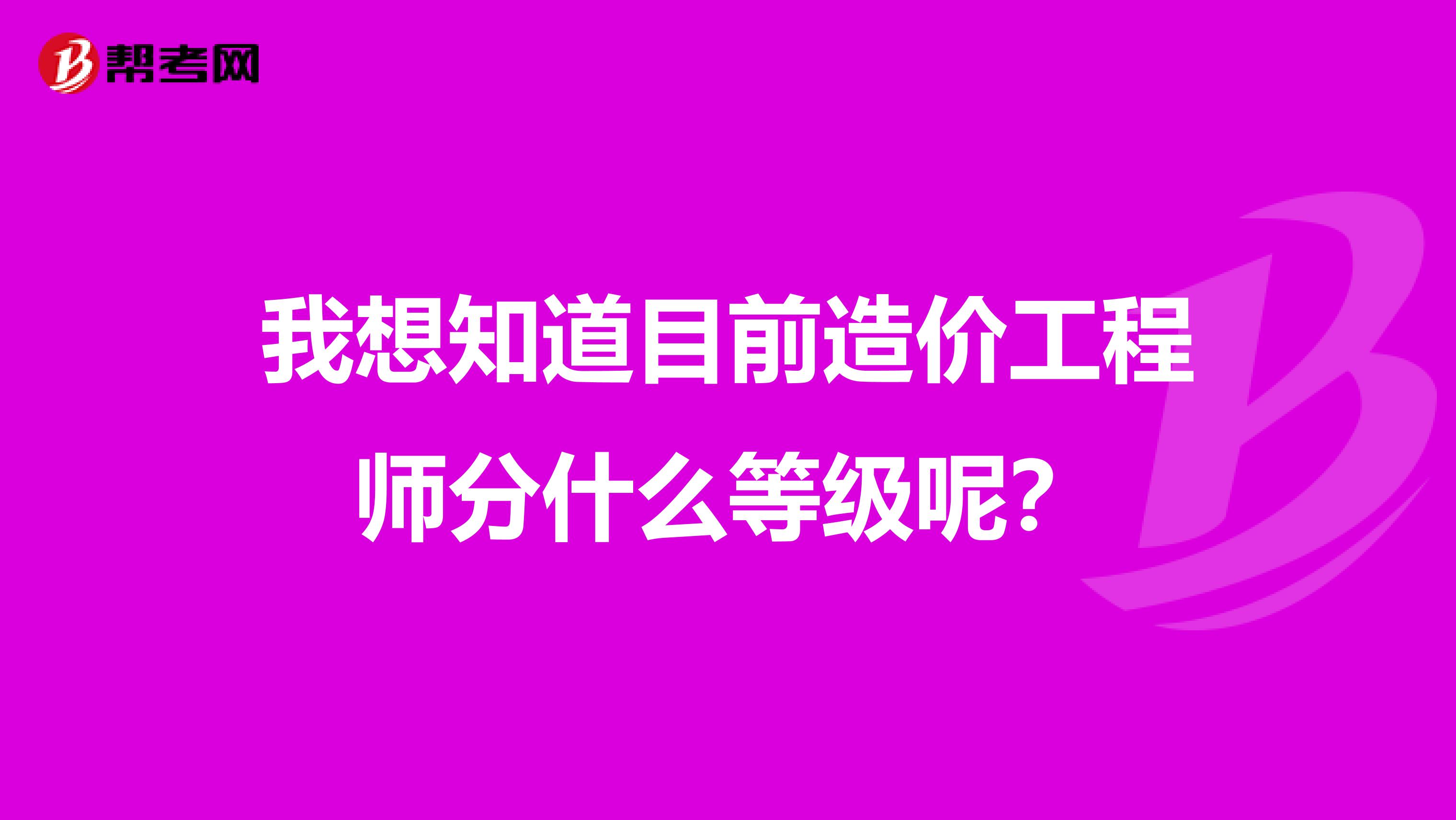 我想知道目前造价工程师分什么等级呢？
