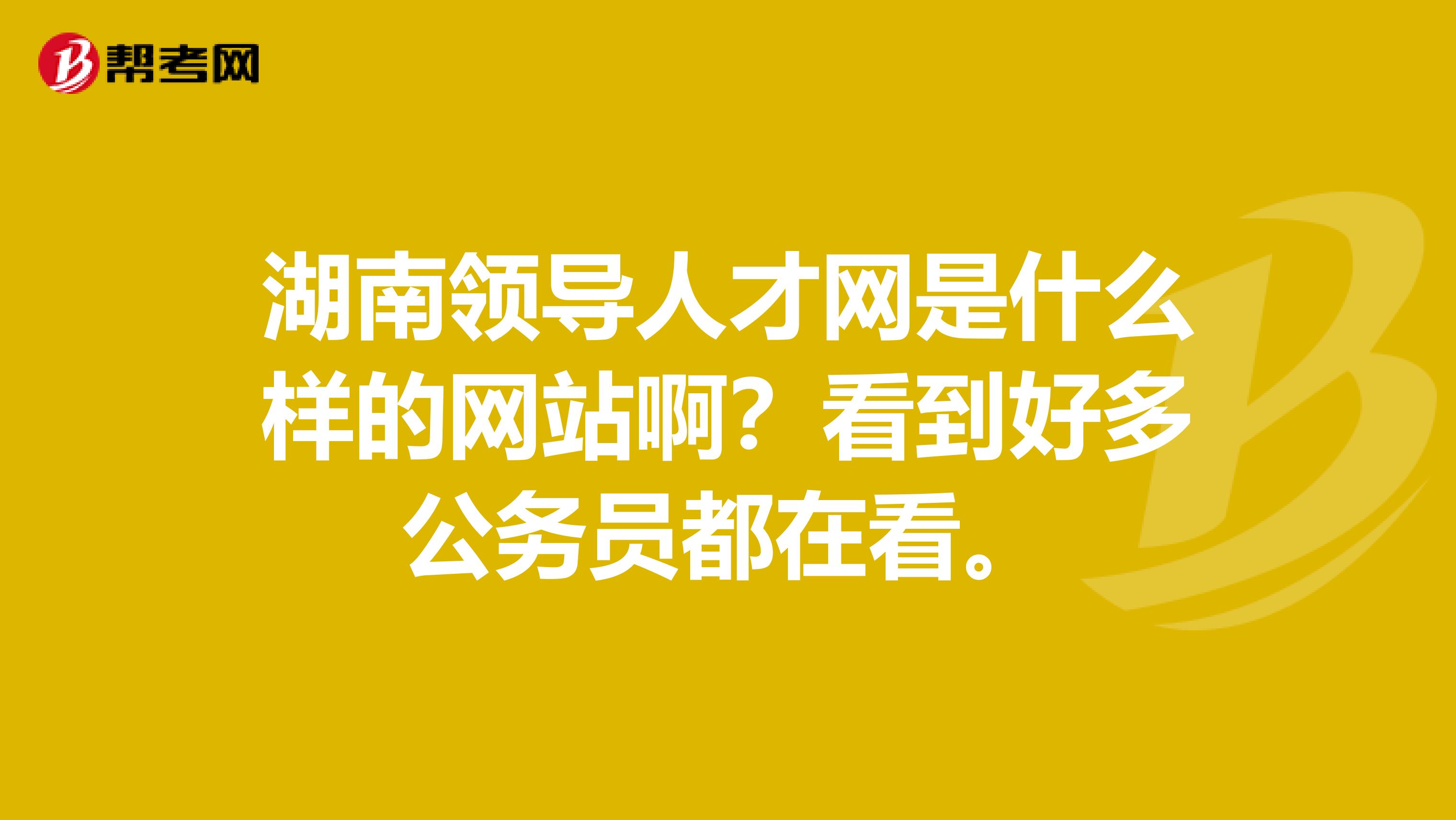 湖南领导人才网是什么样的网站啊？看到好多公务员都在看。