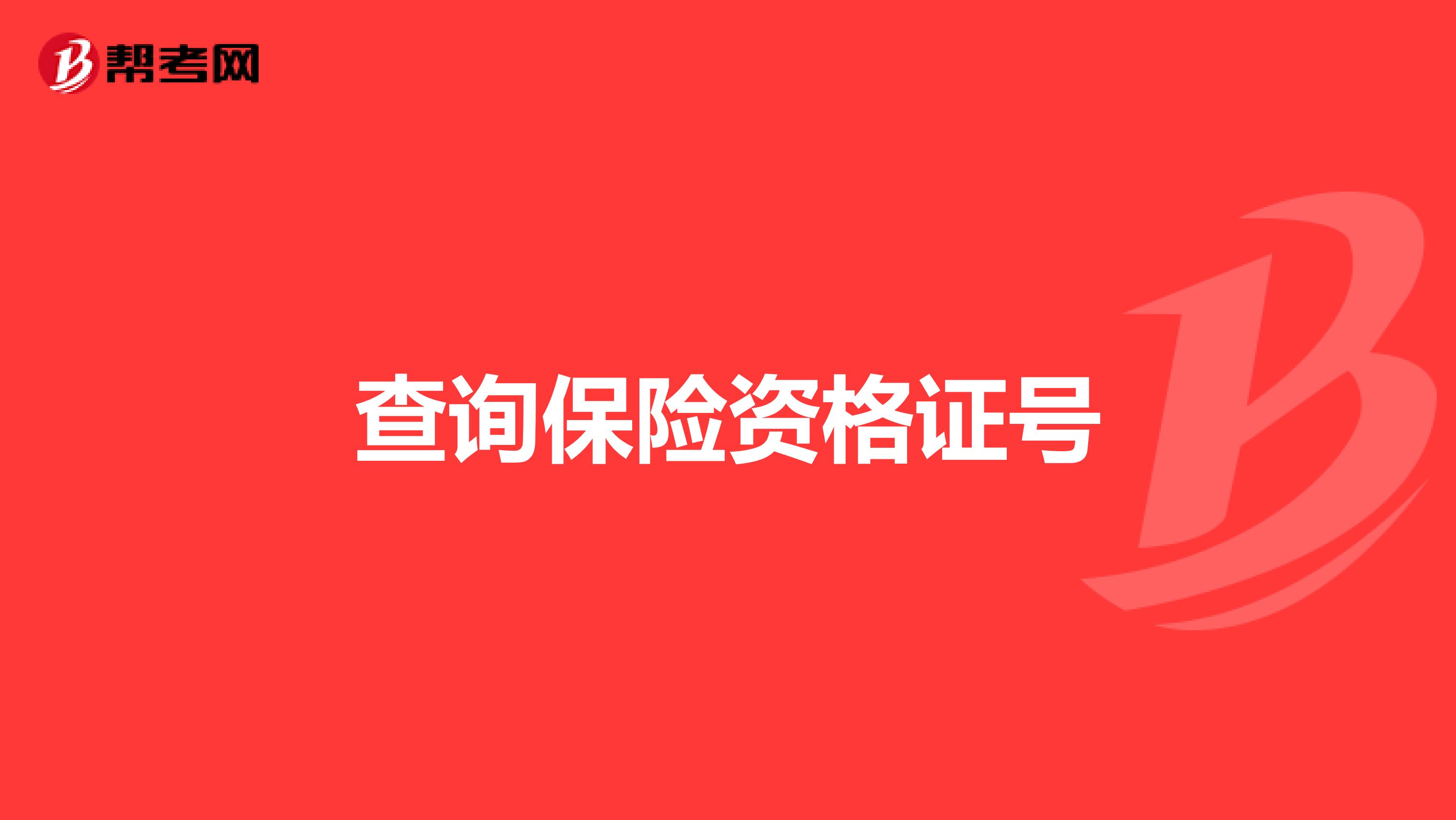 查询保险资格证号
