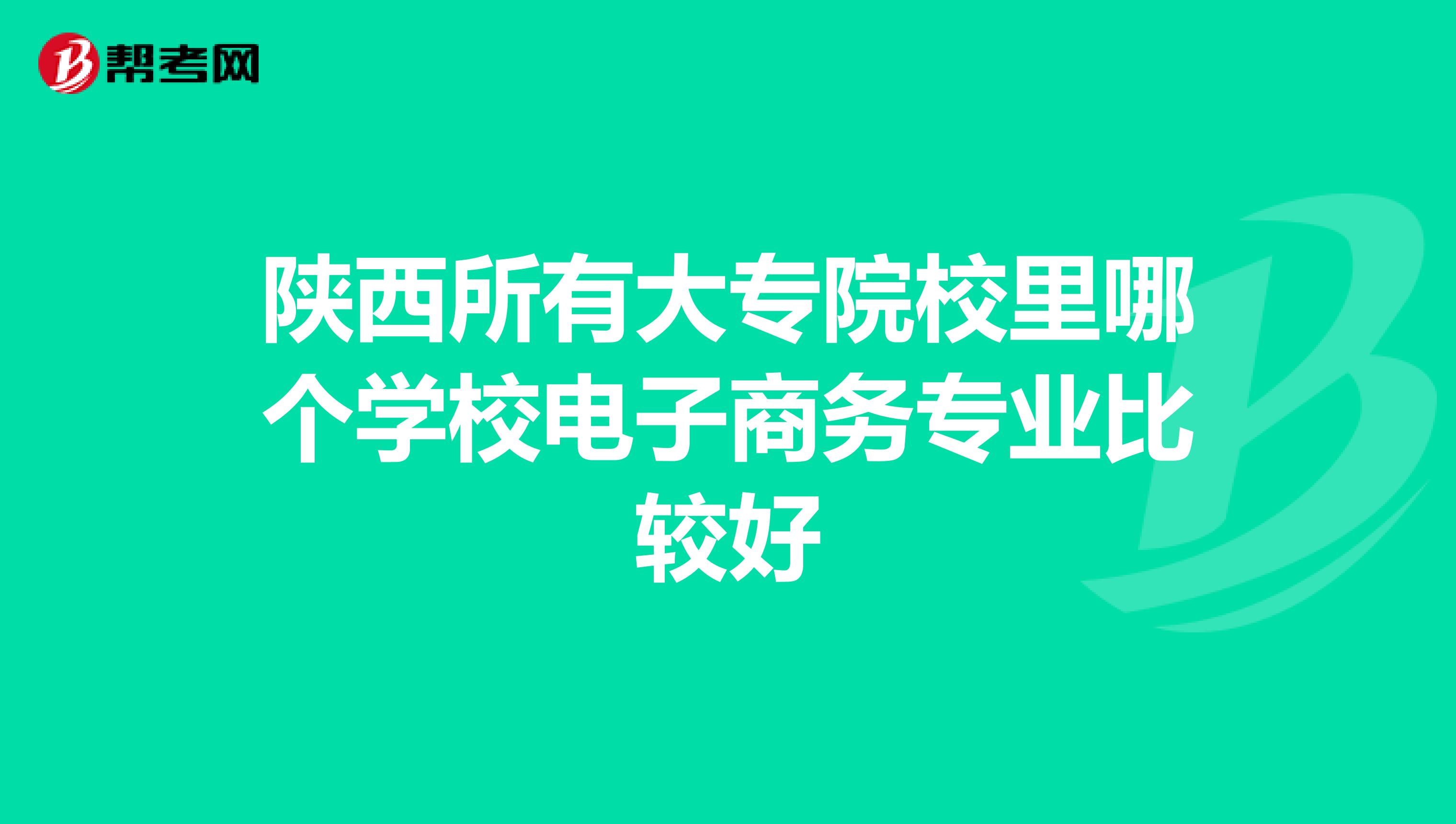 陕西所有大专院校里哪个学校电子商务专业比较好
