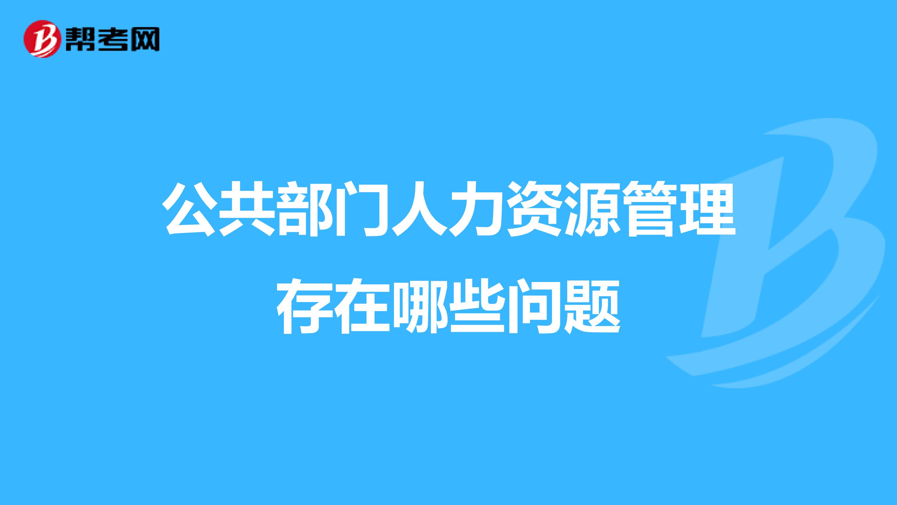 公共部门人力资源管理存在哪些问题