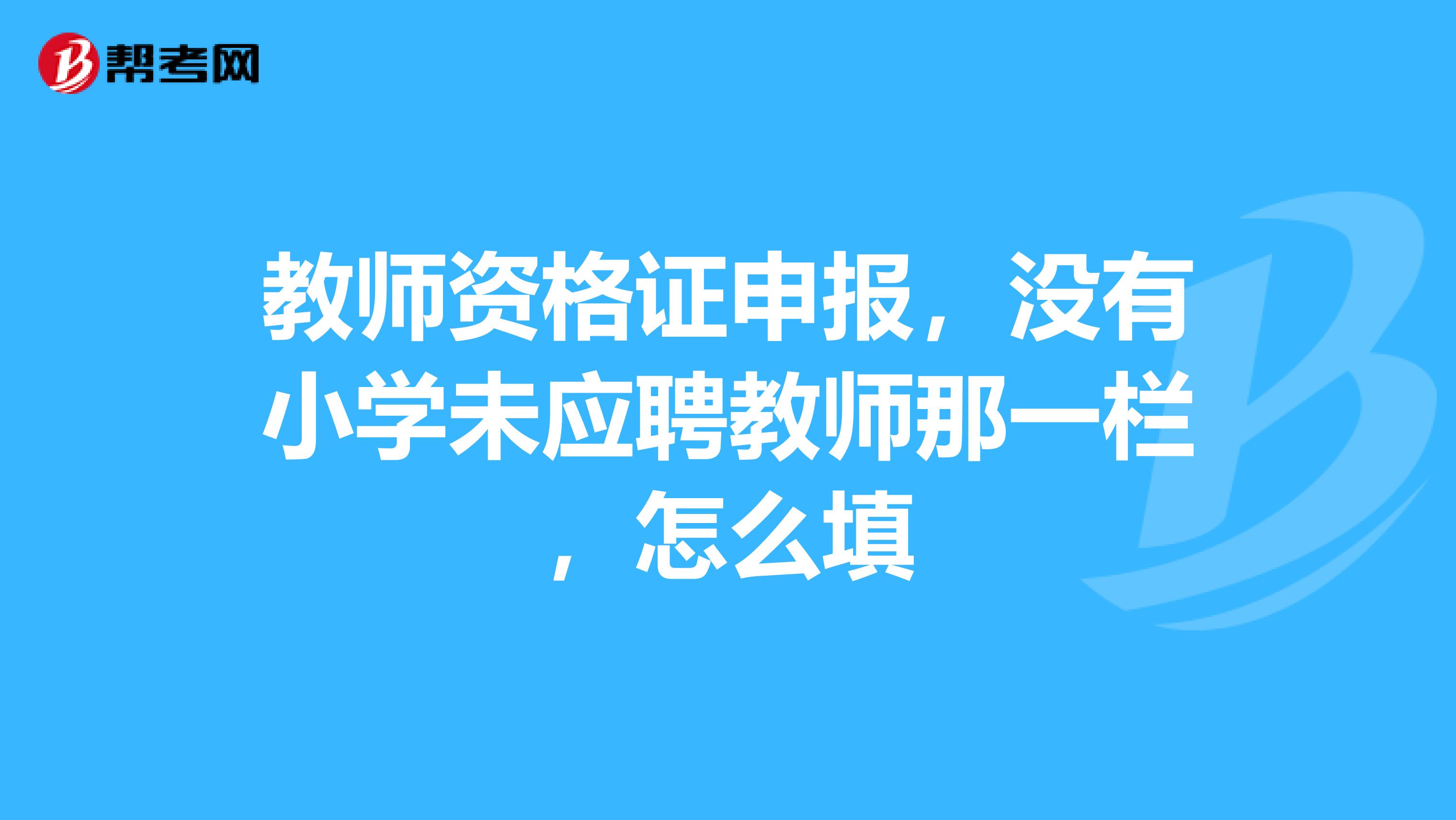 教师资格证申报，没有小学未应聘教师那一栏，怎么填