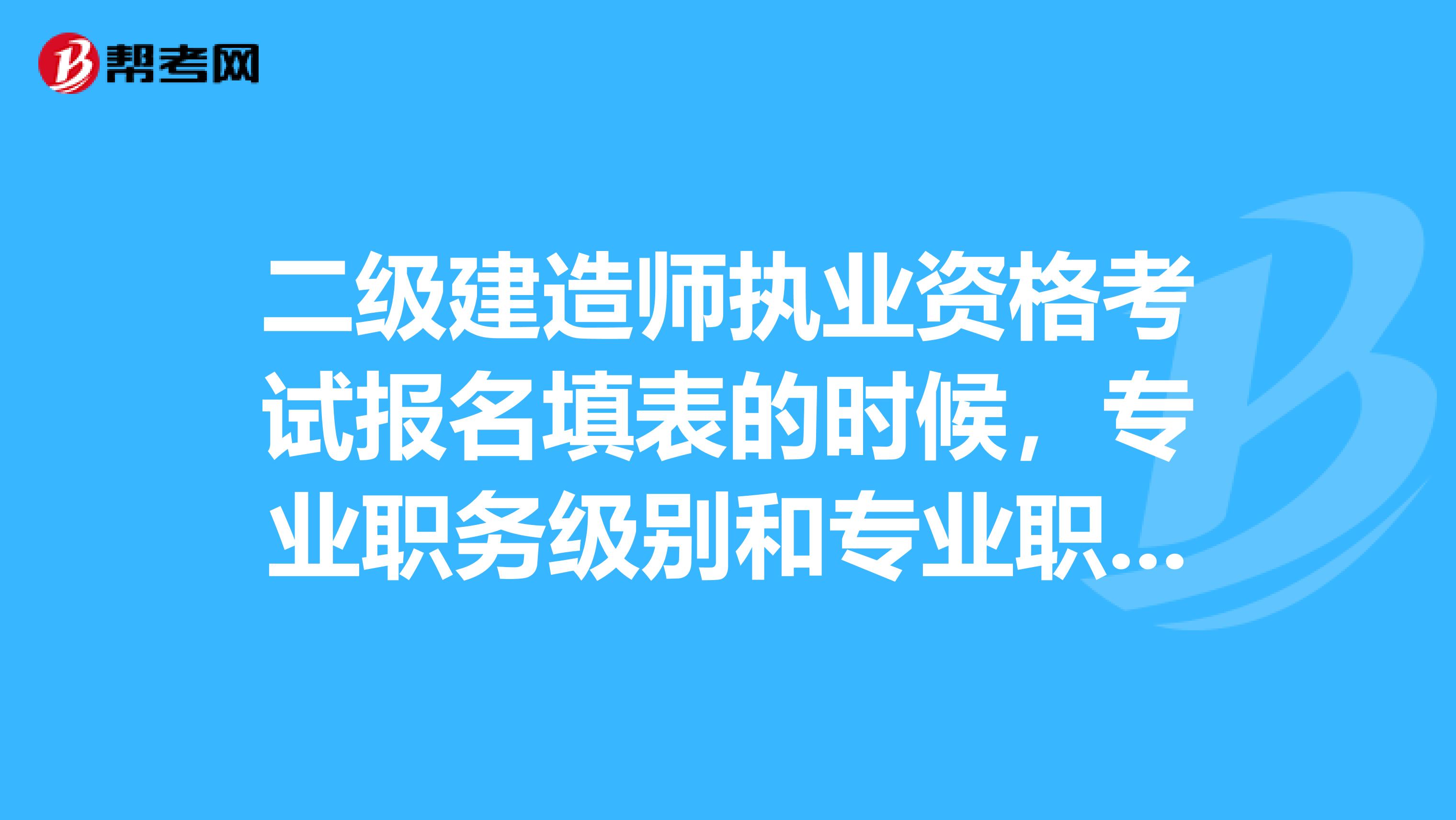 二级建造师执业资格考试报名填表的时候，专业职务级别和专业职务名称填的都是无