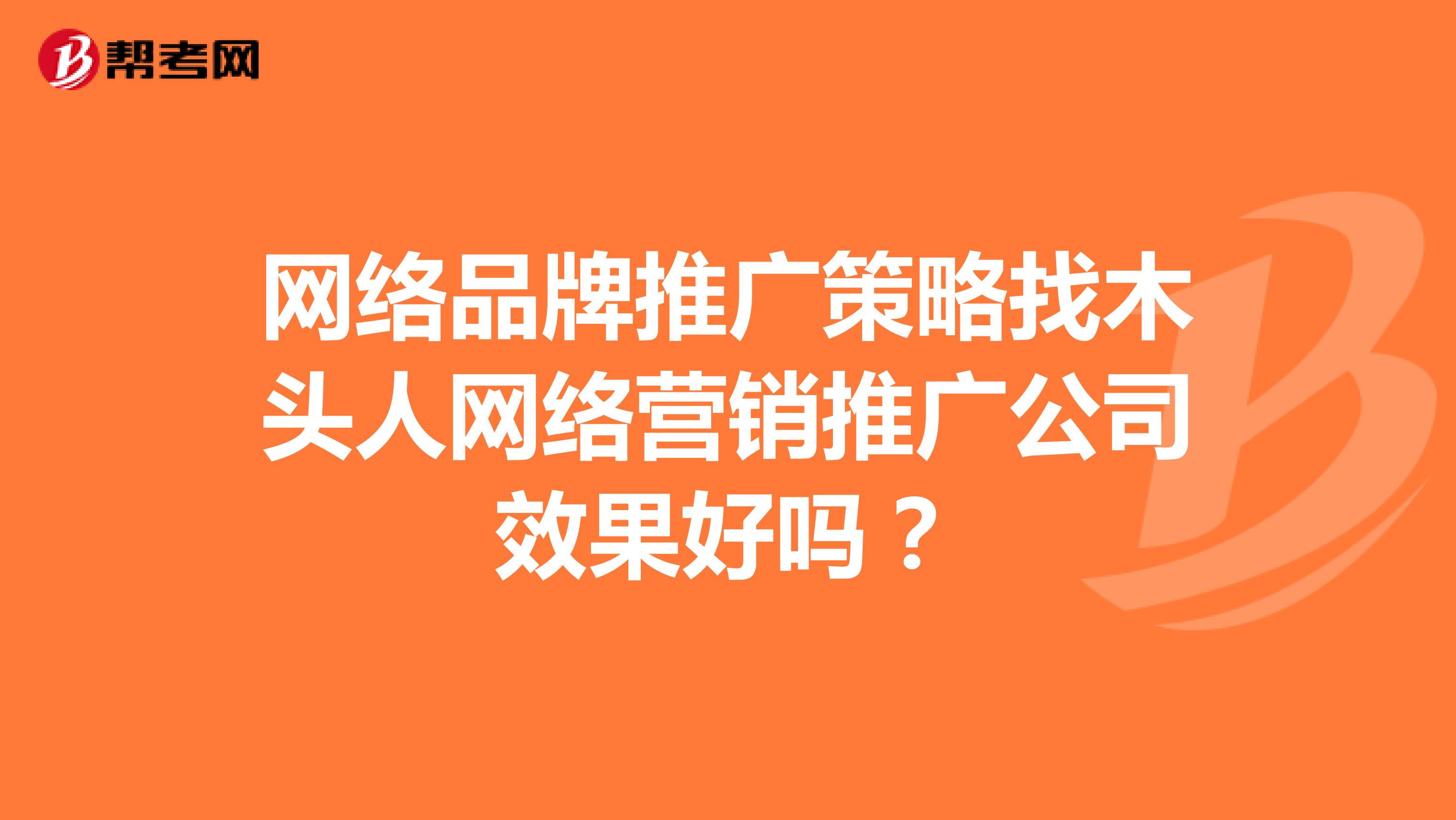 网络品牌推广策略找木头人网络营销推广公司效果好吗？