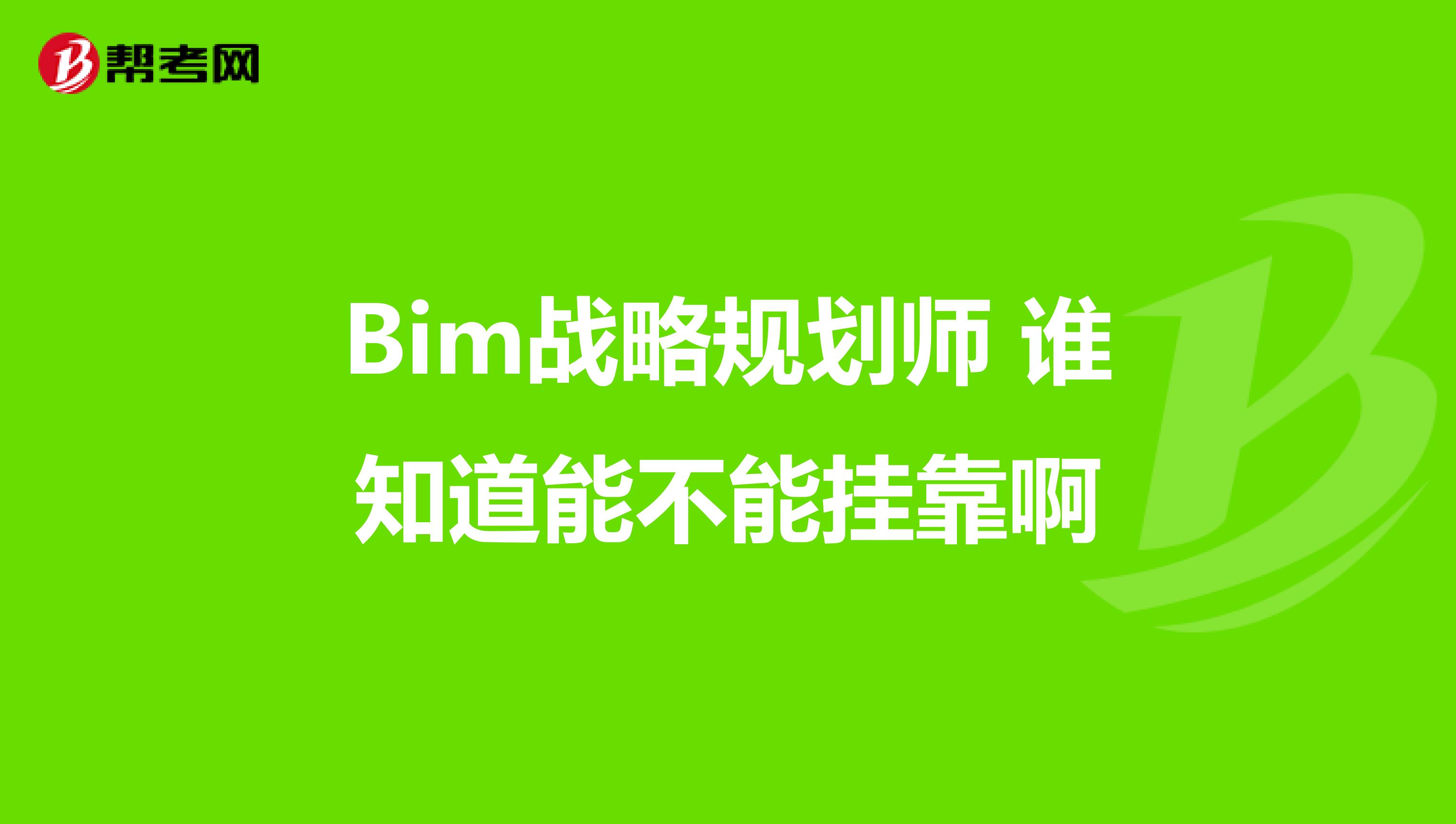 Bim战略规划师 谁知道能不能兼职啊