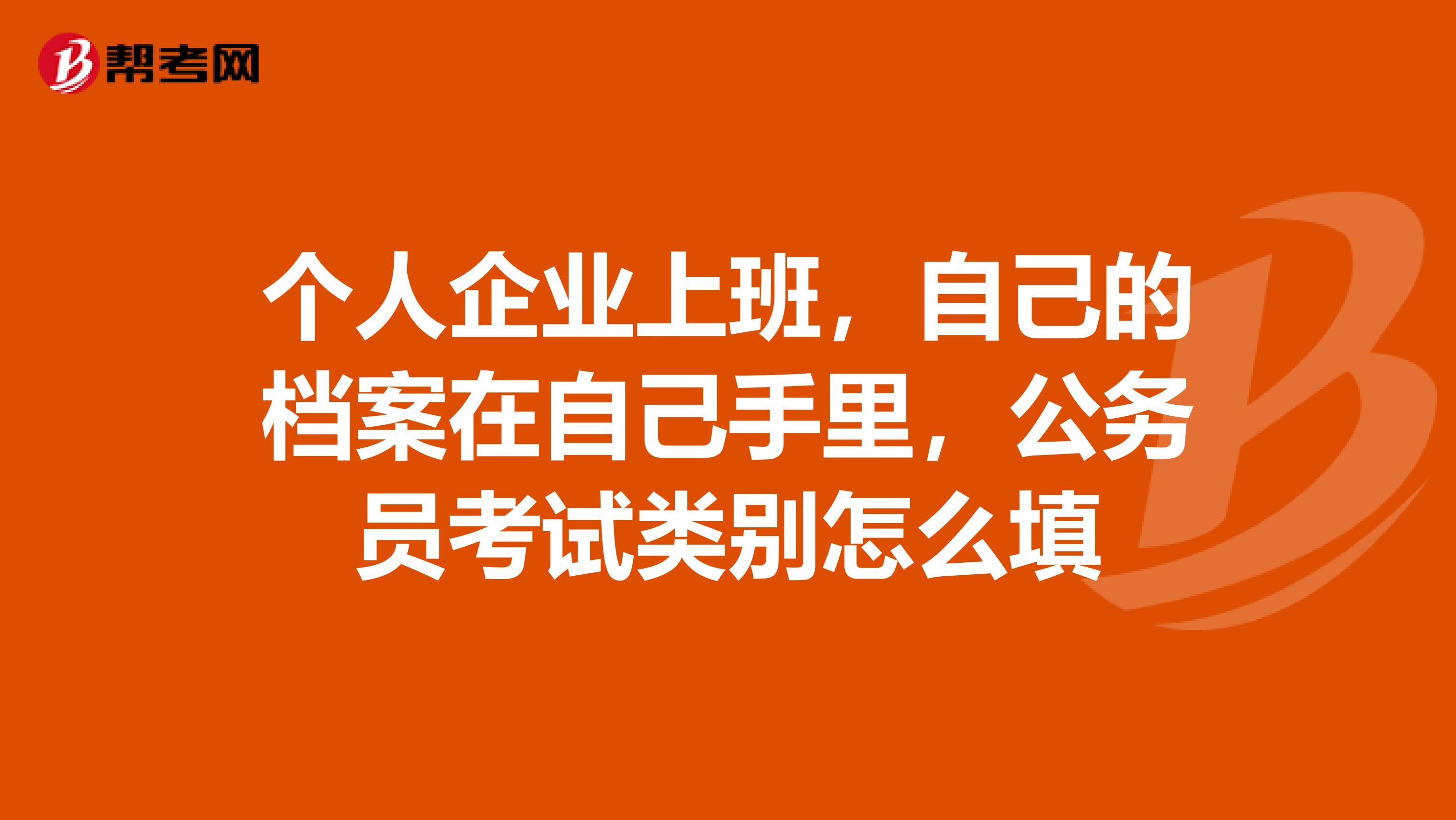 个人企业上班，自己的档案在自己手里，公务员考试类别怎么填