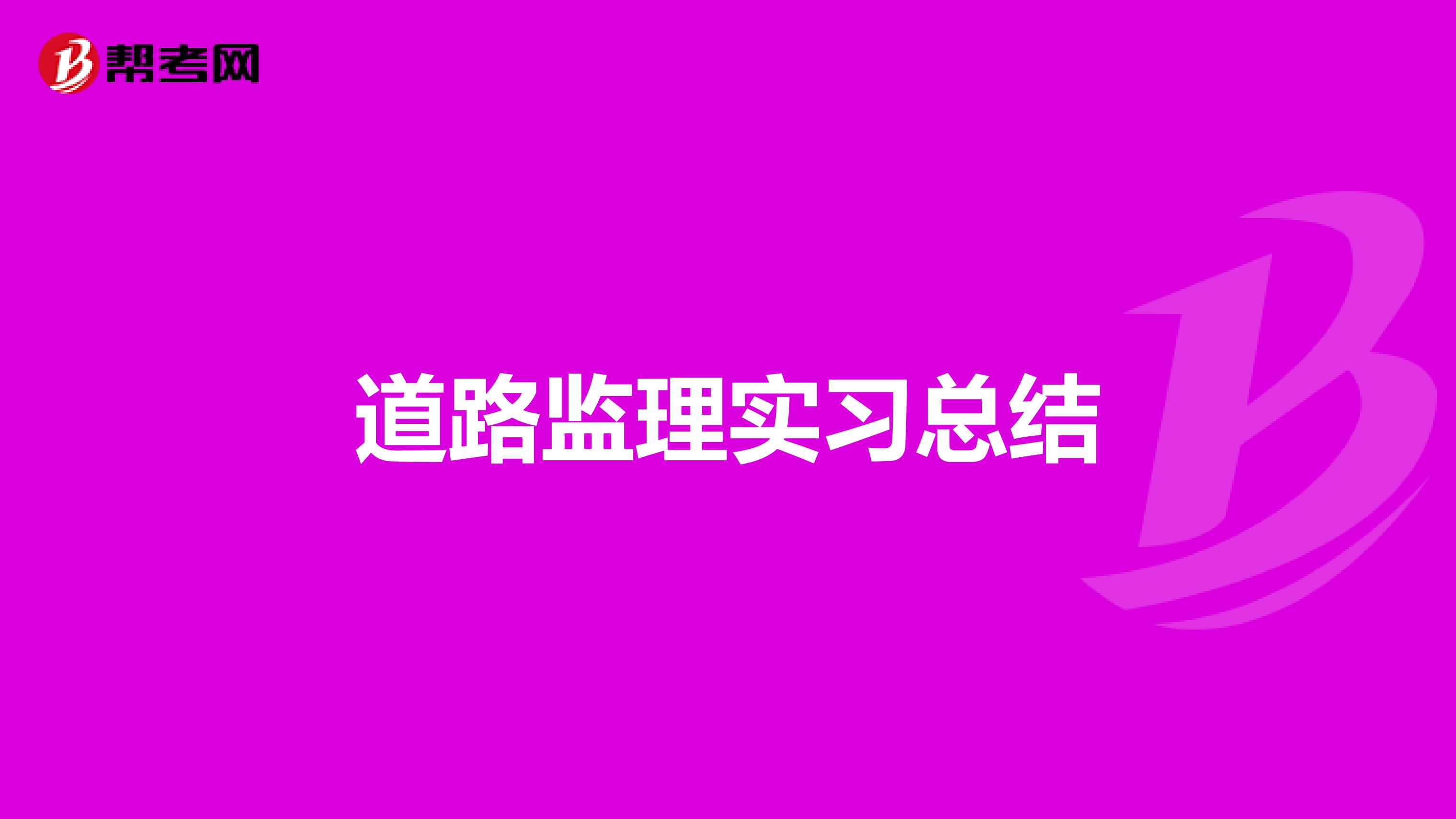 道路监理实习总结