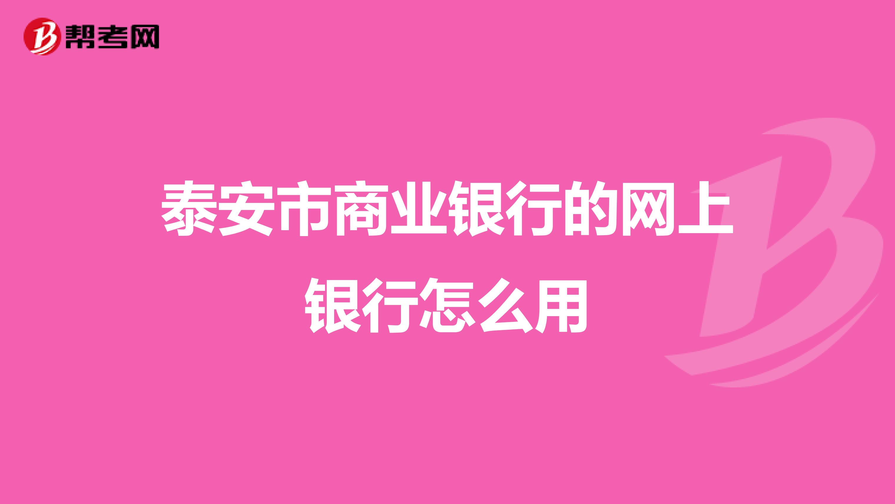 泰安市商业银行的网上银行怎么用